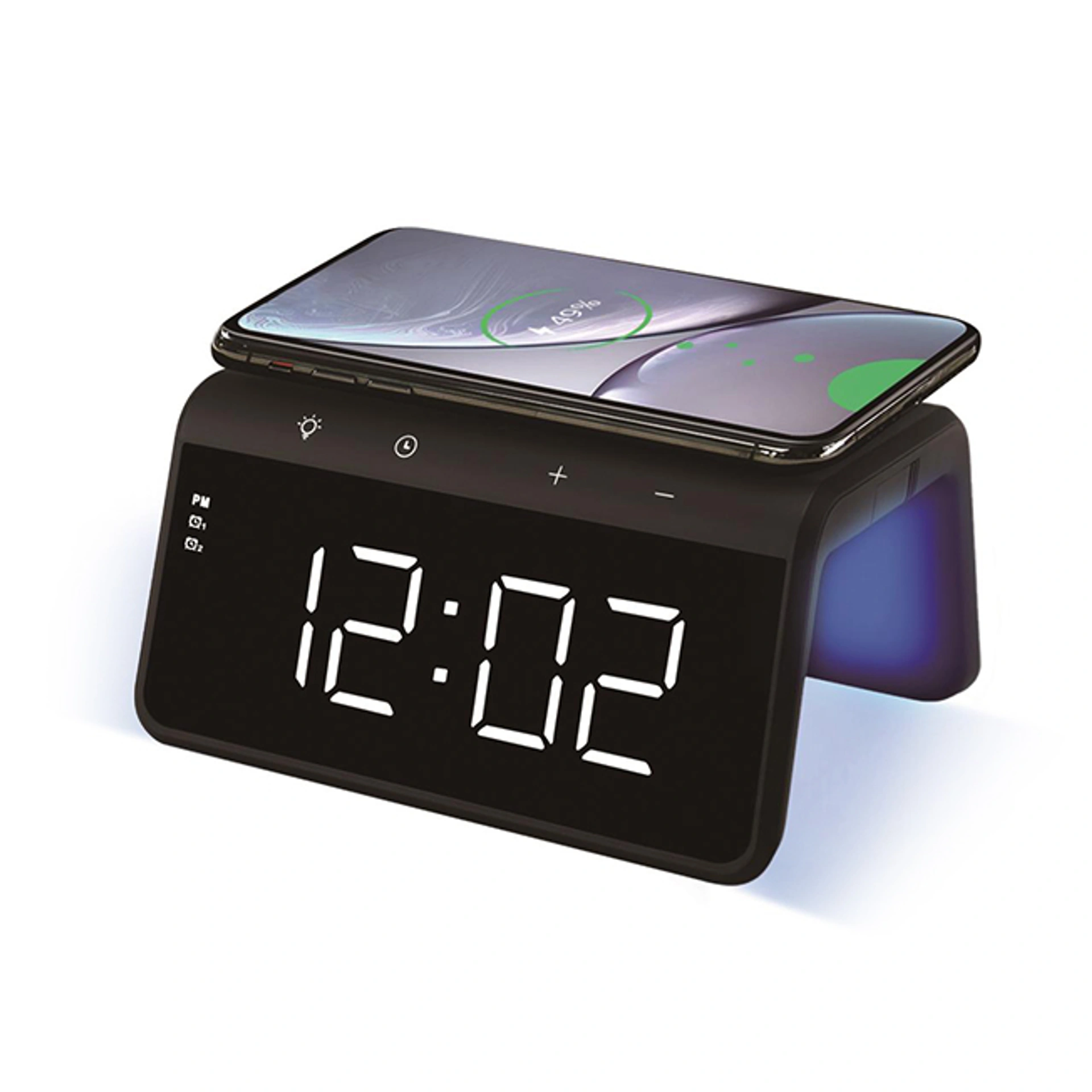 Годинник з бездротовою зарядкою Wake Up, TM TEG - чорний