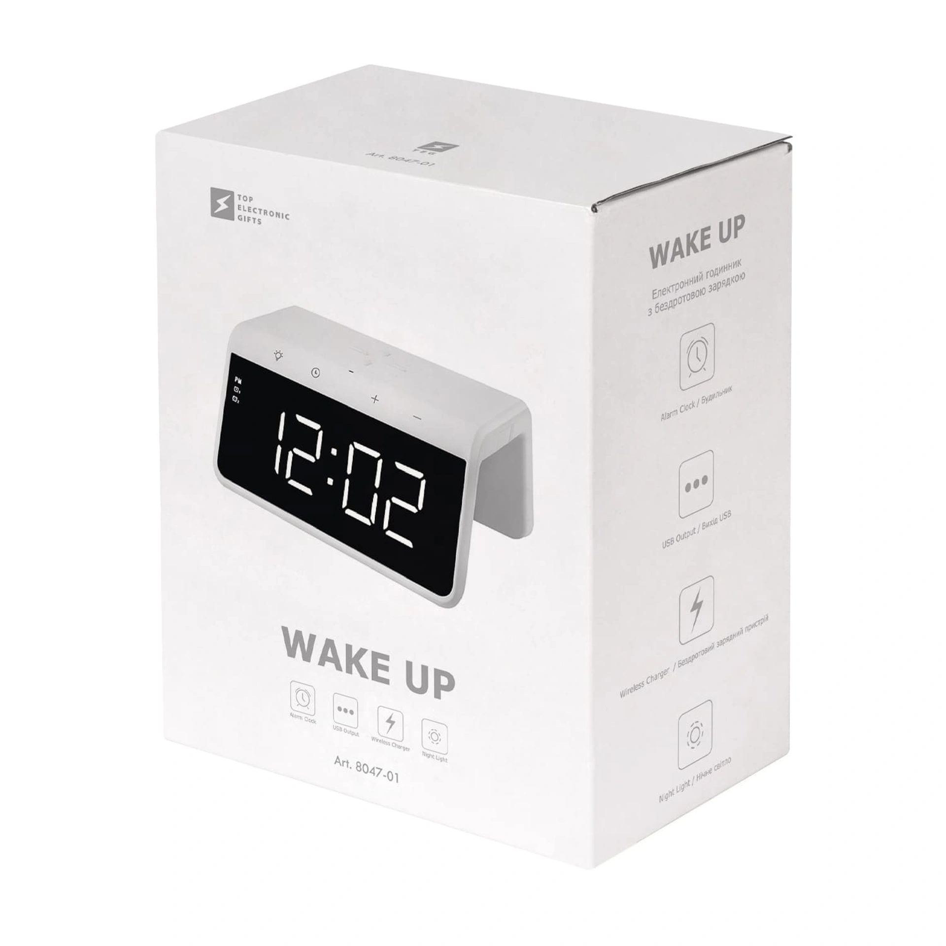 Годинник з бездротовою зарядкою Wake Up, TM TEG - білий