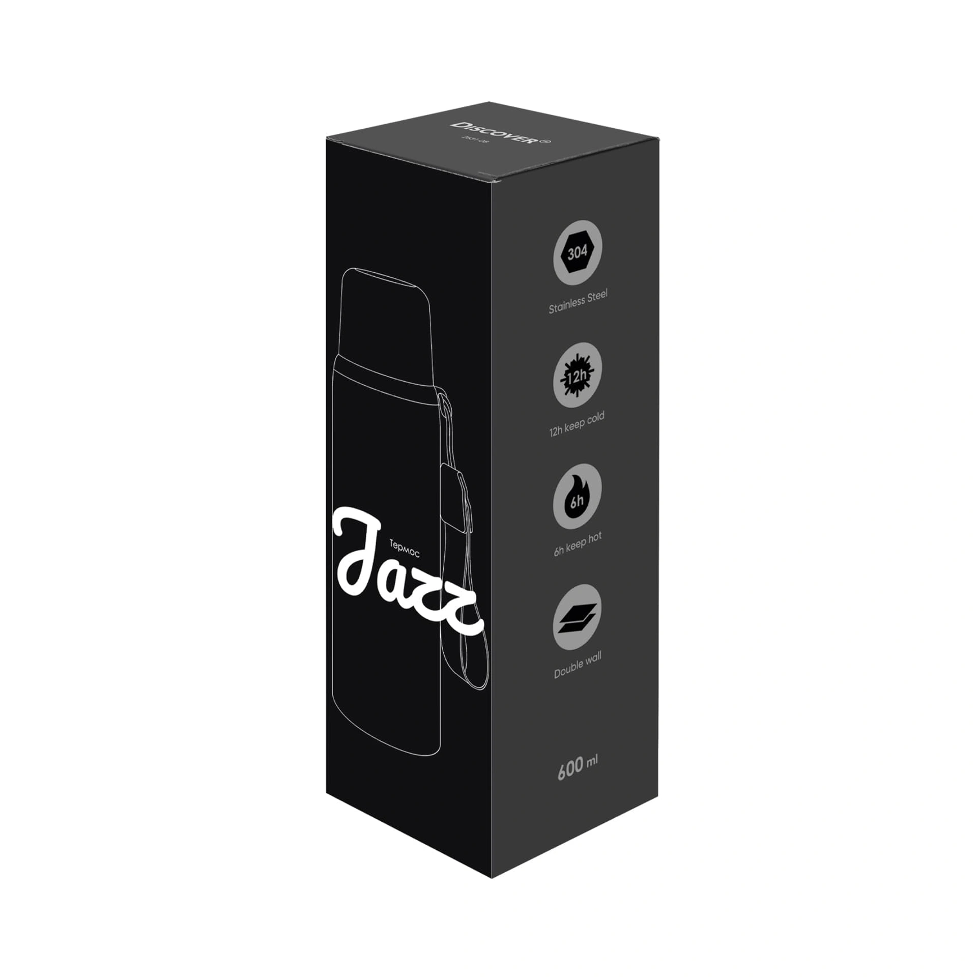 Термос Jazz, TM Discover - чорний