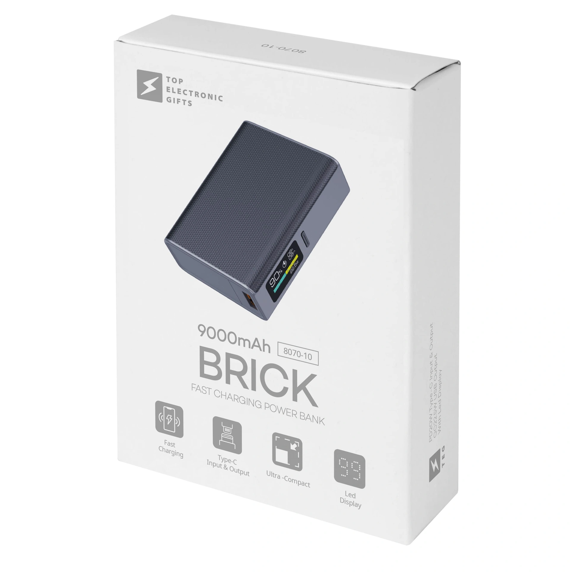 Повербанк Brick 9000 mAh, ТМ TEG - Сірий