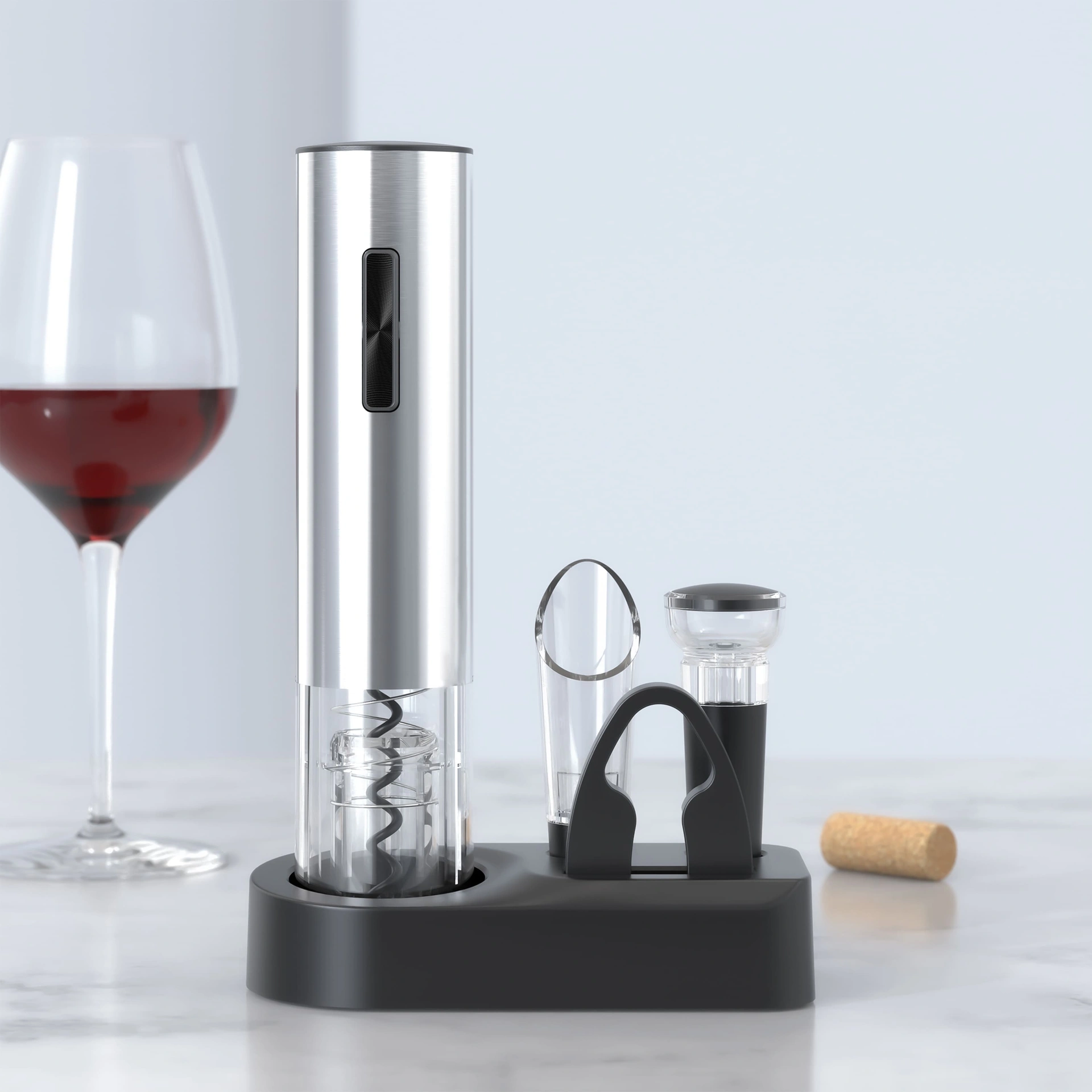 Набір для вина з електричним штопором Merlot, TM TEG - срібний