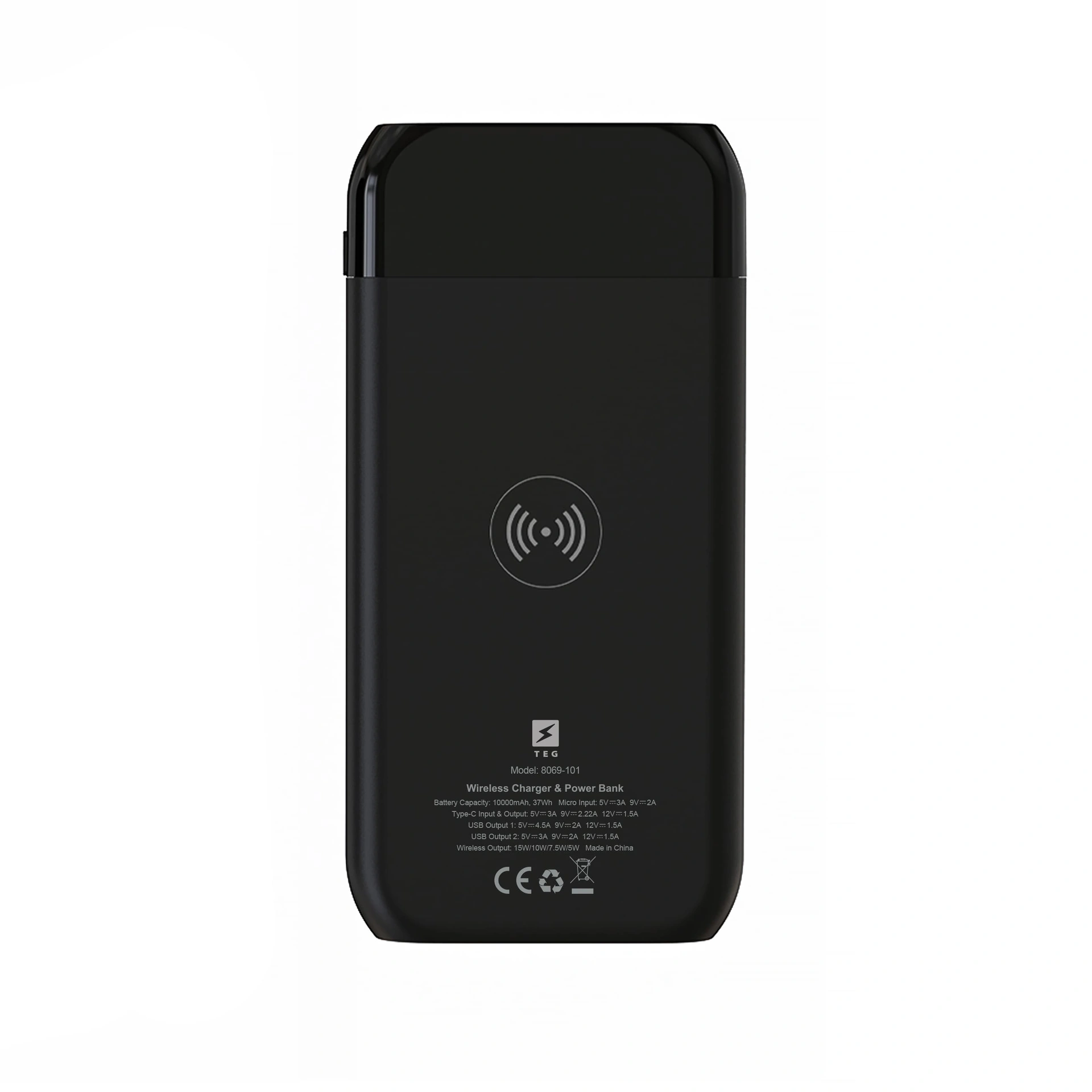 Повербанк з підсвіткою Galaxy 10000 mAh, ТМ TEG - білий