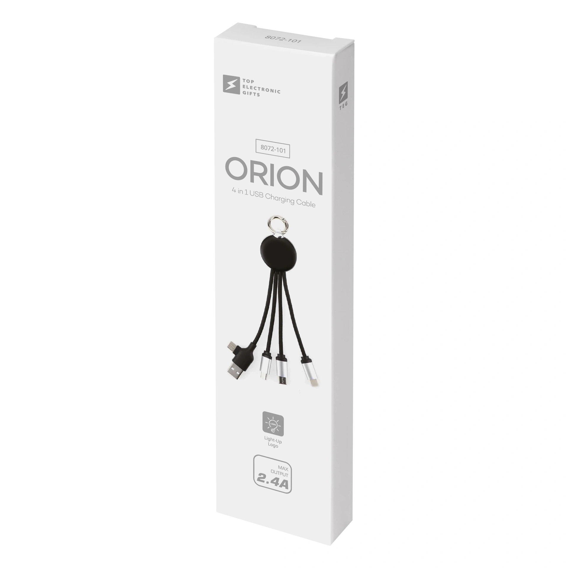 Зарядний кабель 3 в 1 з підсвідкою Orion, ТМ TEG - білий