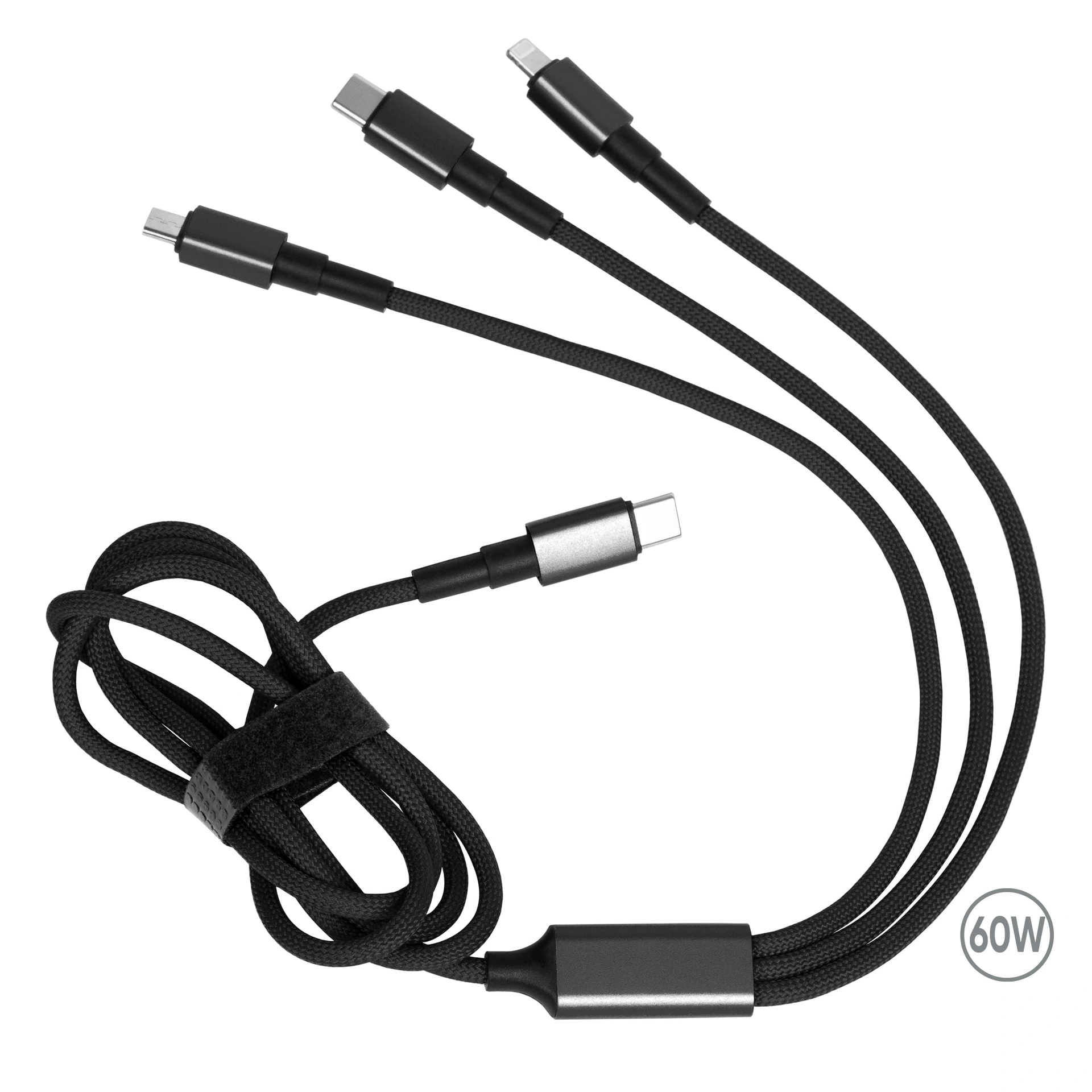 Зарядний кабель Solin Type-C 3в1 60W - чорний