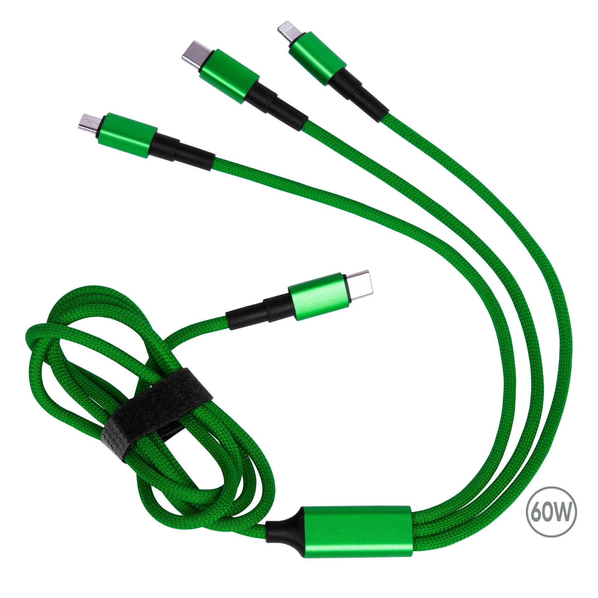 Зарядний кабель Solin Type-C 3в1 60W - зелений