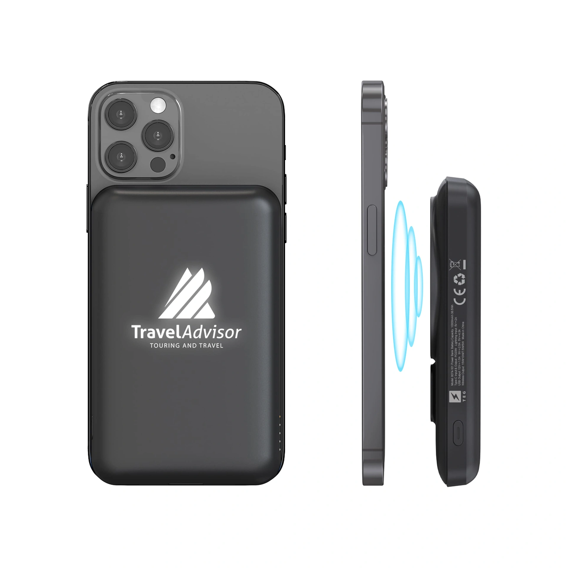 Повербанк з підсвіткою Magneto 10000 mAh, ТМ TEG - білий