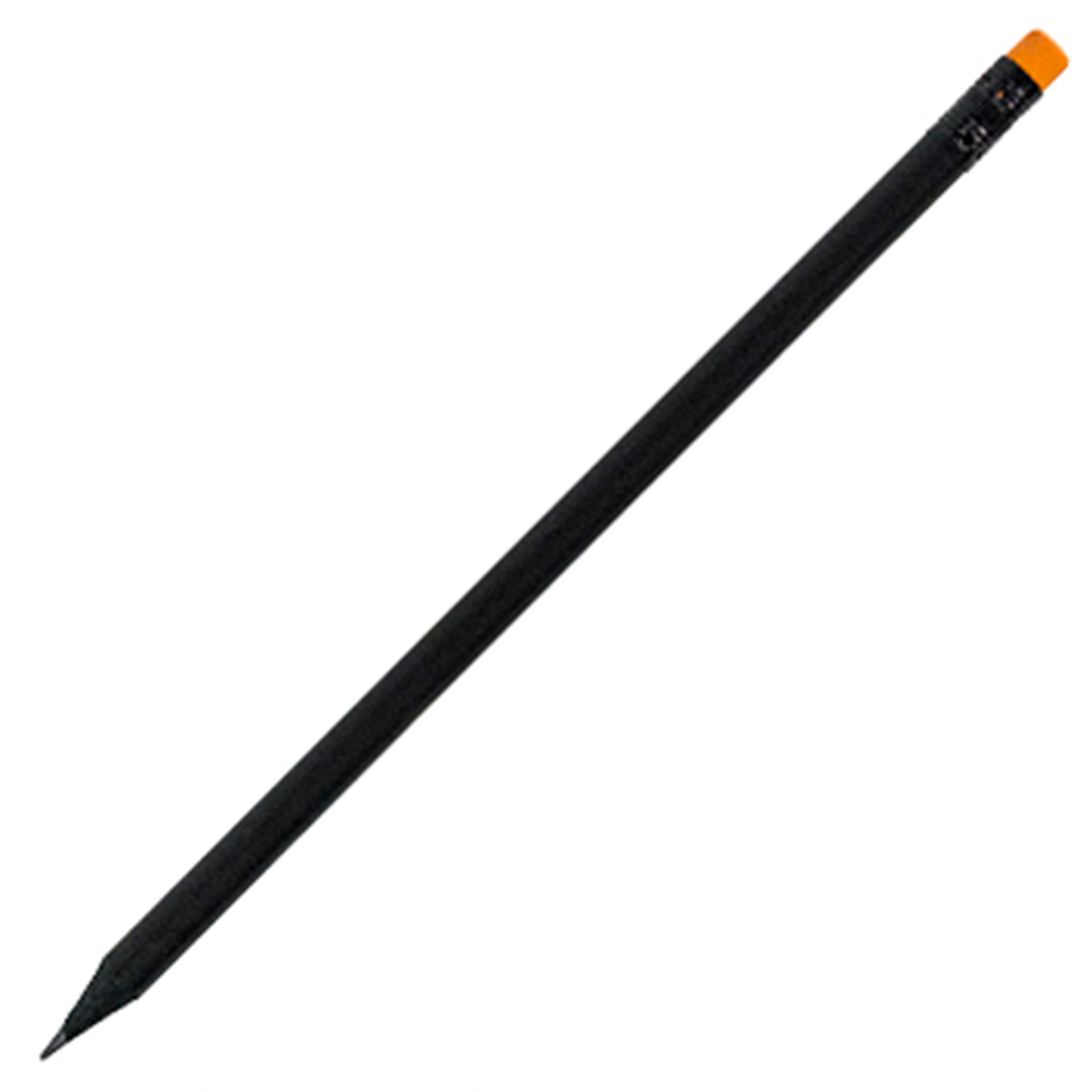 Олівець простий з гумкою, BLACK STRIPE, Ø7x190 мм - Чорний / Помаранчевий