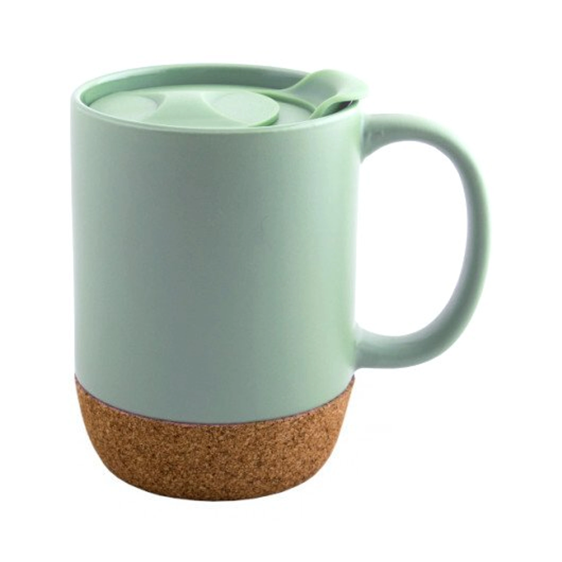 KAROLINA, Ceramic mug with cork coaster, 400 ml