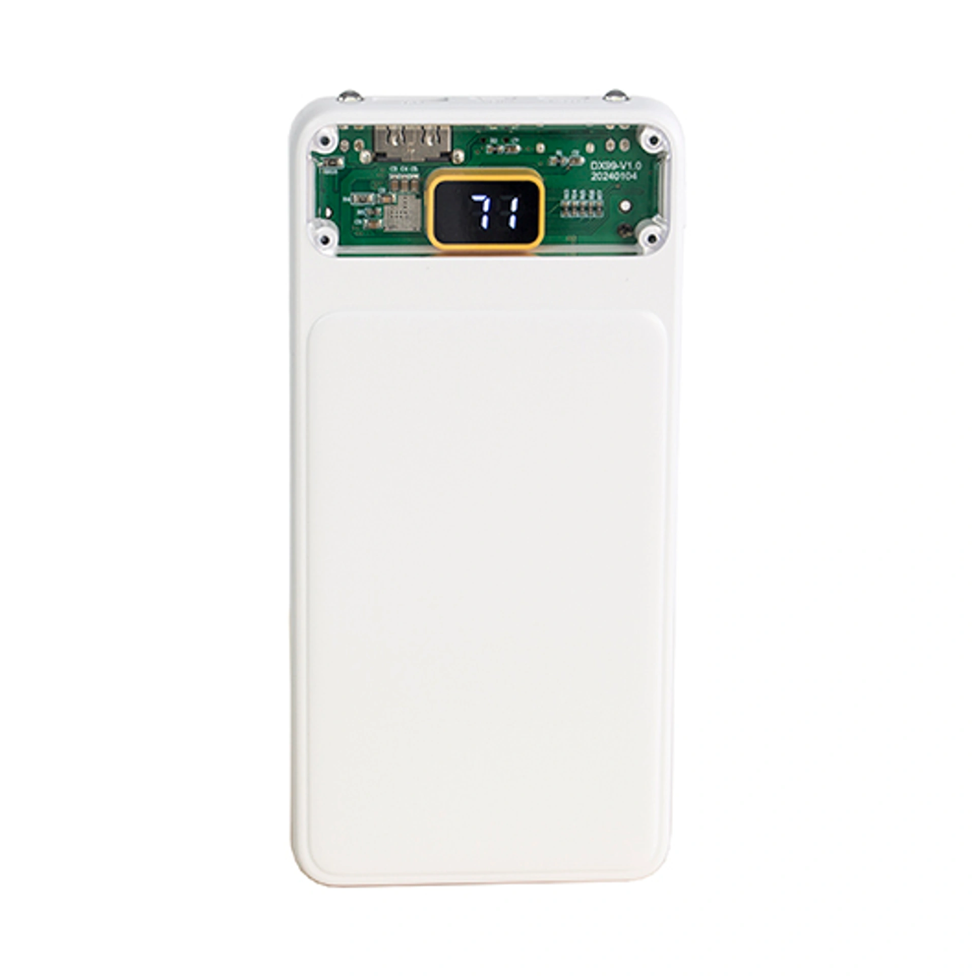 TEKNO, Павербанк на 10000 mAh з цифровим індикатором заряду та двома LED-діодами - Білий