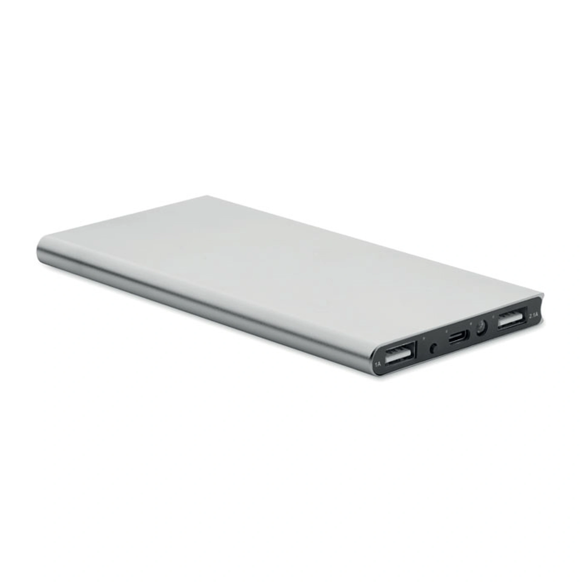 POWERFLAT8C, Павербанк 8000 mAh, перероблений алюміній - Срібний