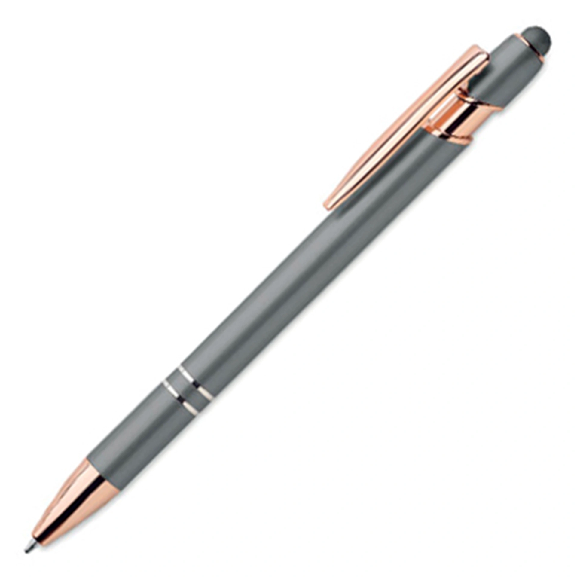 SCRIBBLE, Ручка зі стилусом з деталями з рожевого золота, Ø1x14.3 см - Білий