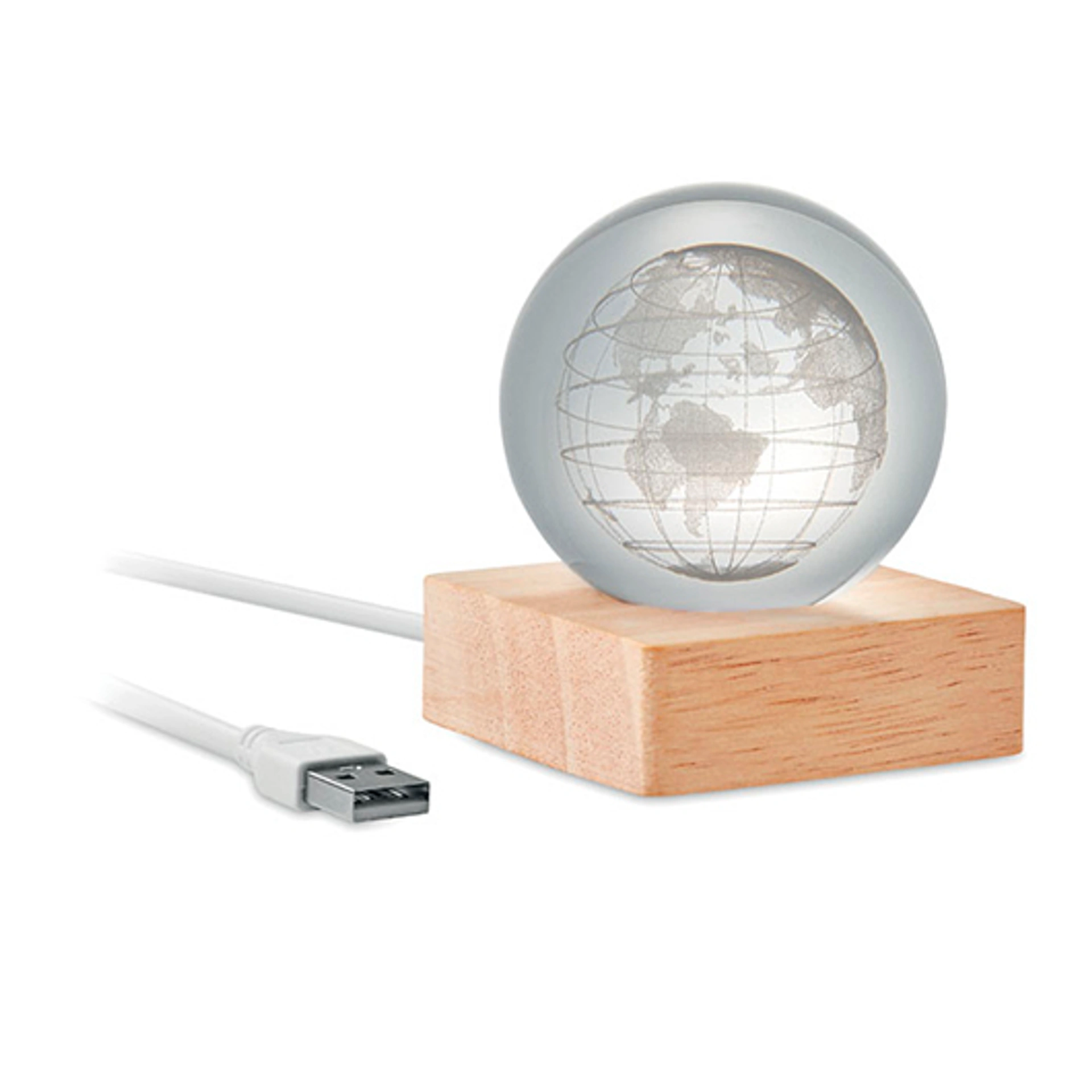 GLOBE LIGHT, Світильник-куля на дерев'яній підставці, Ø6x5, 9x5, 9 см - Pantone WOOD
