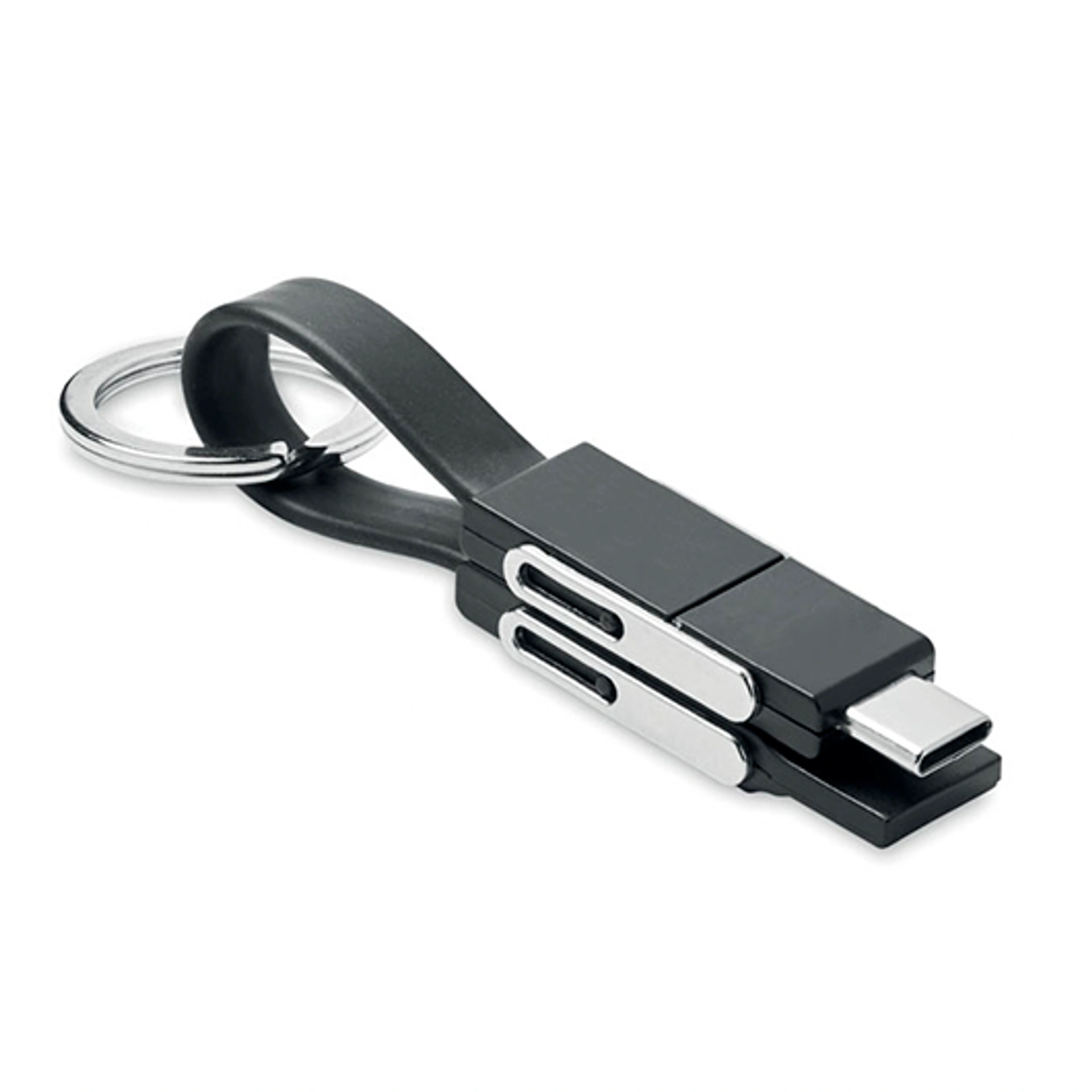 KEY C, Брелок з кабелем 4-в-1, 7, 3x1, 4x1 см - Pantone BLACK (АРТ. MO682003)