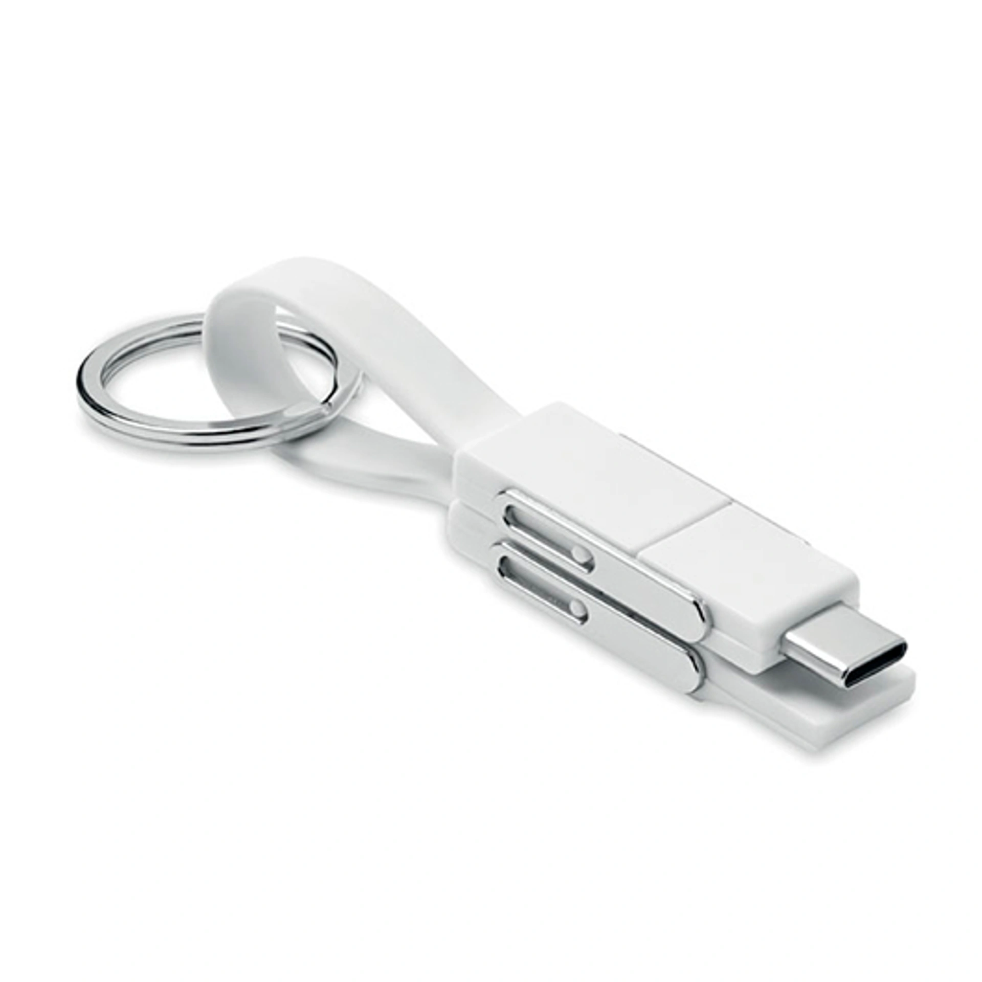 KEY C, Брелок з кабелем 4-в-1, 7, 3x1, 4x1 см - Pantone WHITE (АРТ. MO682006)