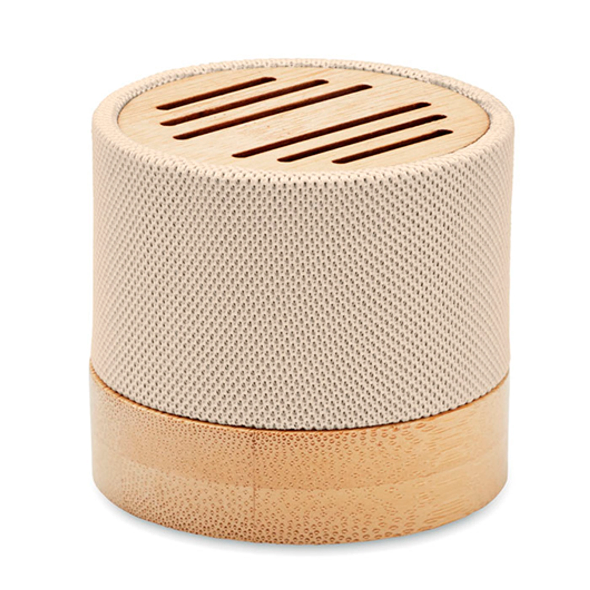 BOOL, Бездротова колонка RPET & Bamboo, Ø6, 1x5, 3 см - Pantone NATURAL