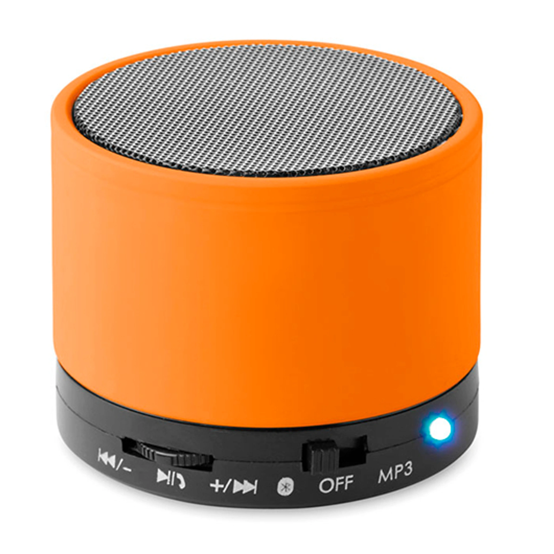 ROUND BASS, Портативна Bluetooth-колонка, Ø6x4, 9 см - Pantone HEXACHROME ORANGE C