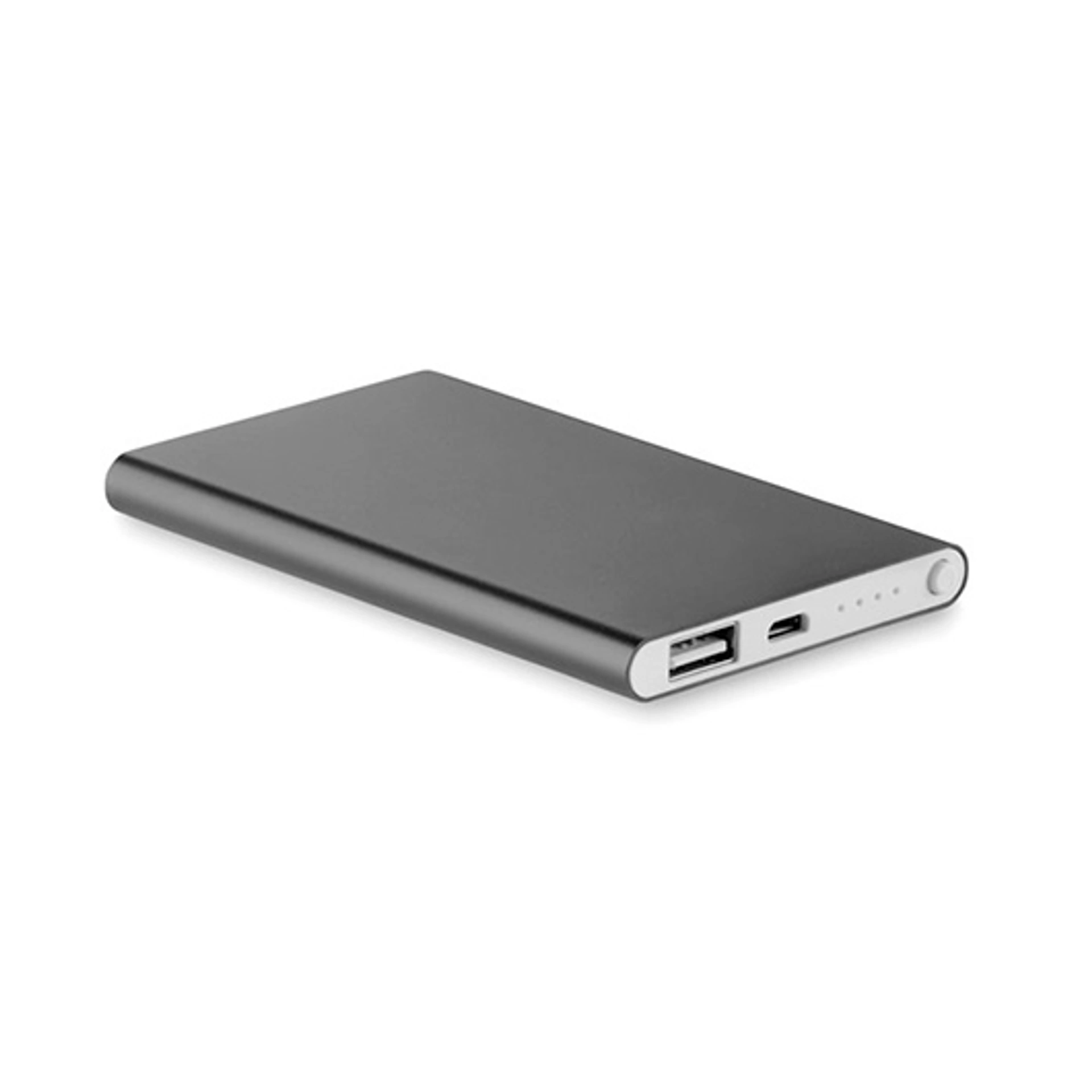 POWERFLAT, Павербанк на 4000 mAh, перероблений алюміній - Pantone COOL GRAY 9C