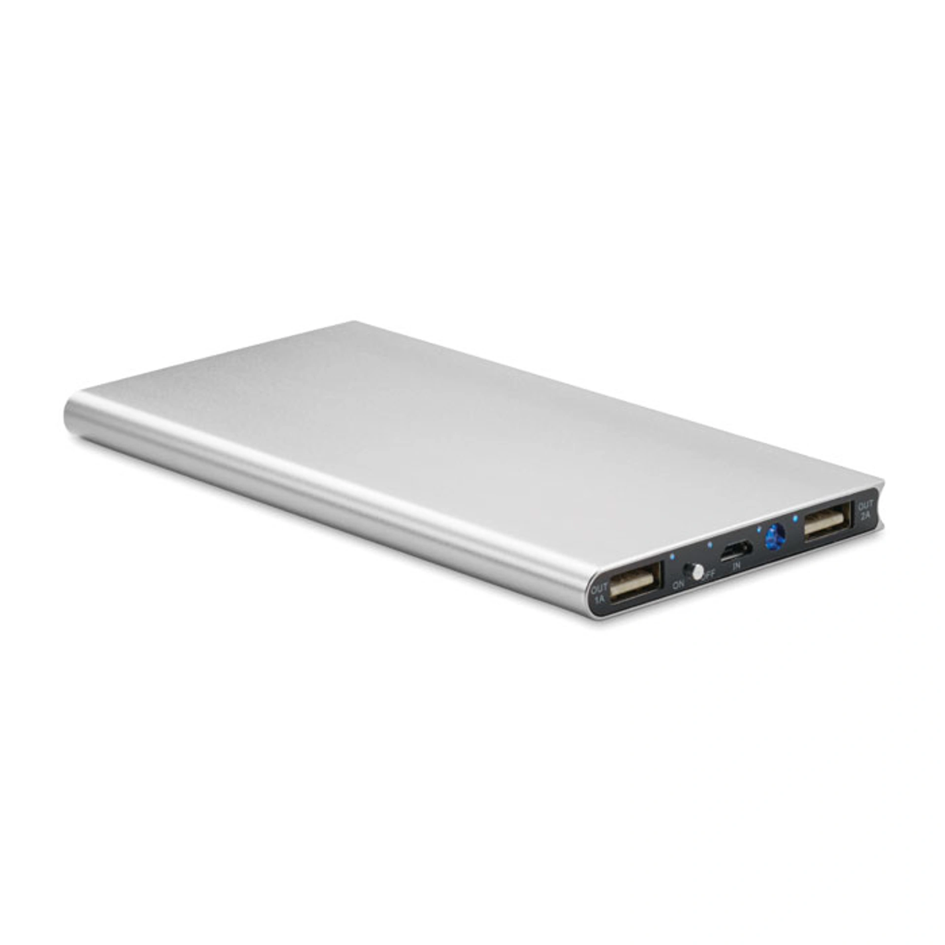 POWERFLAT8, Павербанк на 8000 mAh, метал - Срібний