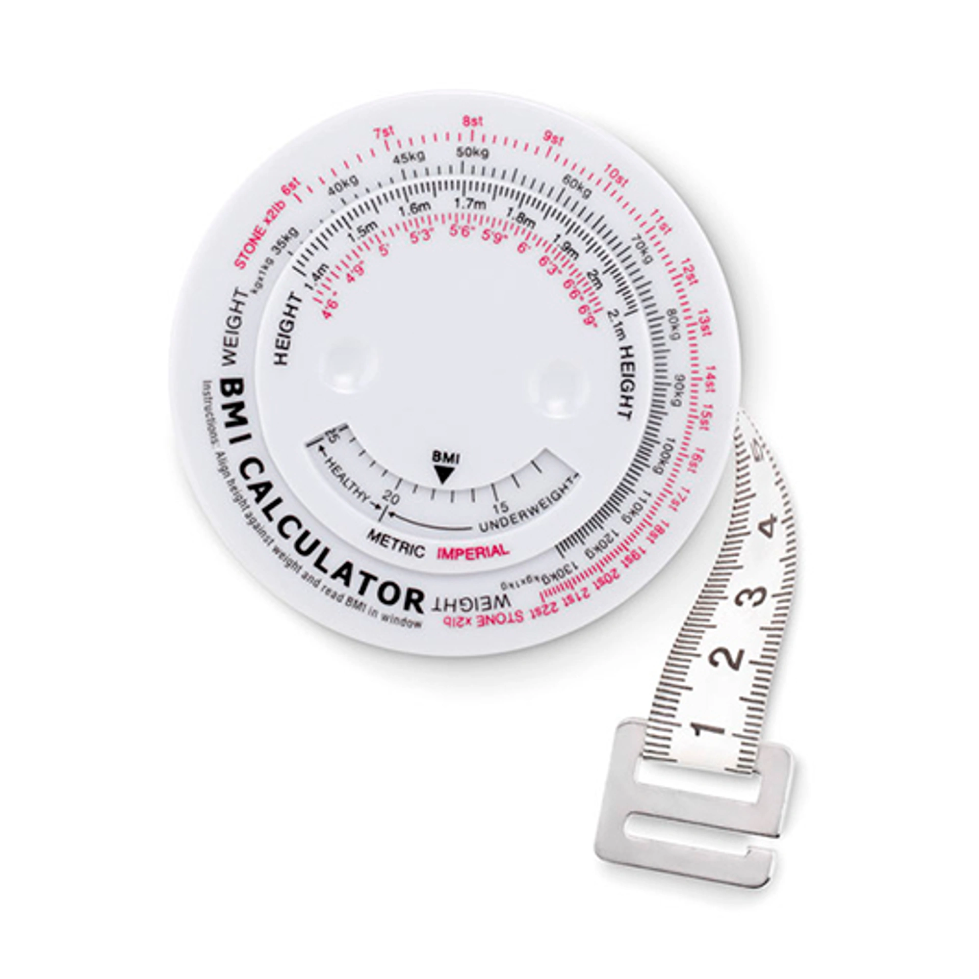MEASURE IT, Рулетка для вимірювання ІМТ, Ø7X2 см - Pantone WHITE (АРТ. MO898306)