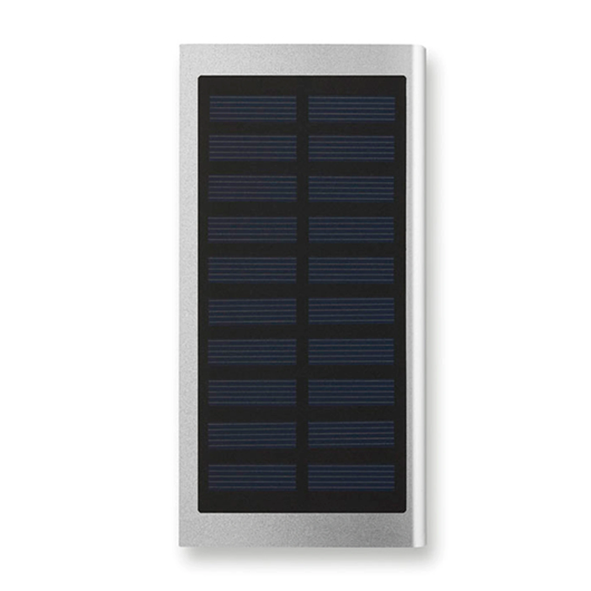 SOLAR POWERFLAT, Павербанк на сонячній батареї, 8000 mAh - Срібний