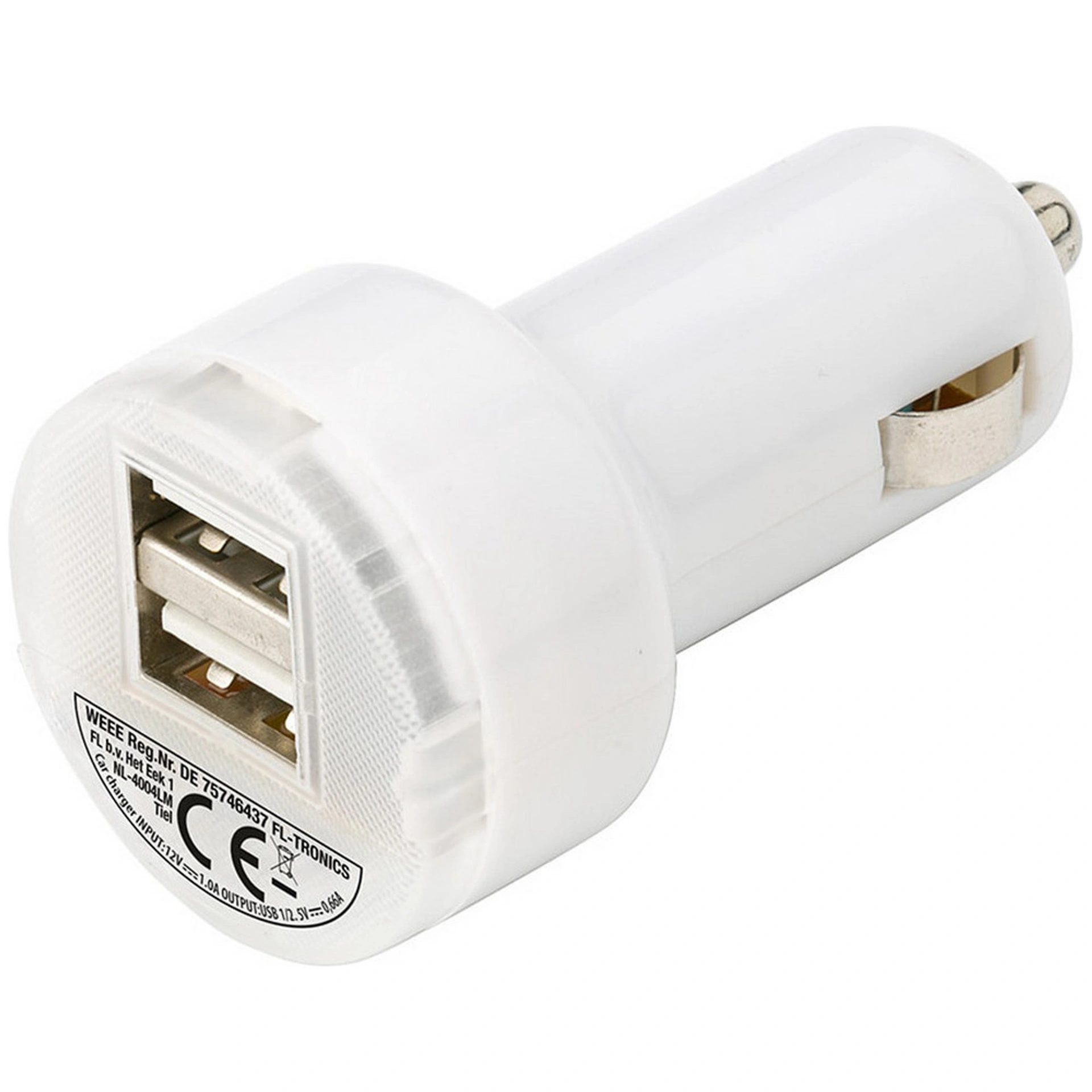 Автомобільний зарядний пристрій 2 порти USB 2.0 - Білий