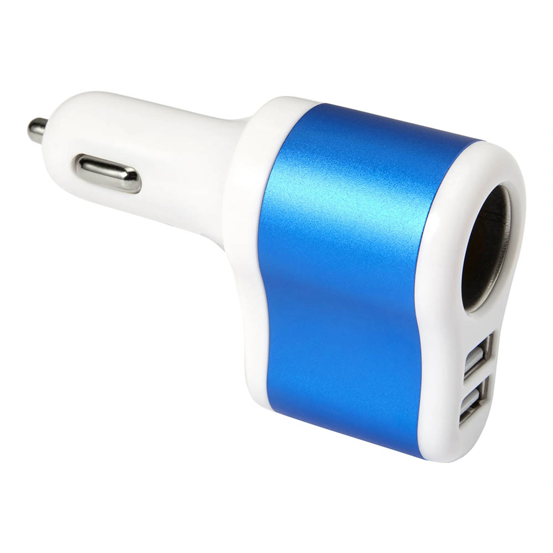 Автомобільний зарядний пристрій 2 порти USB 2.0 + розгалужувач - Синій