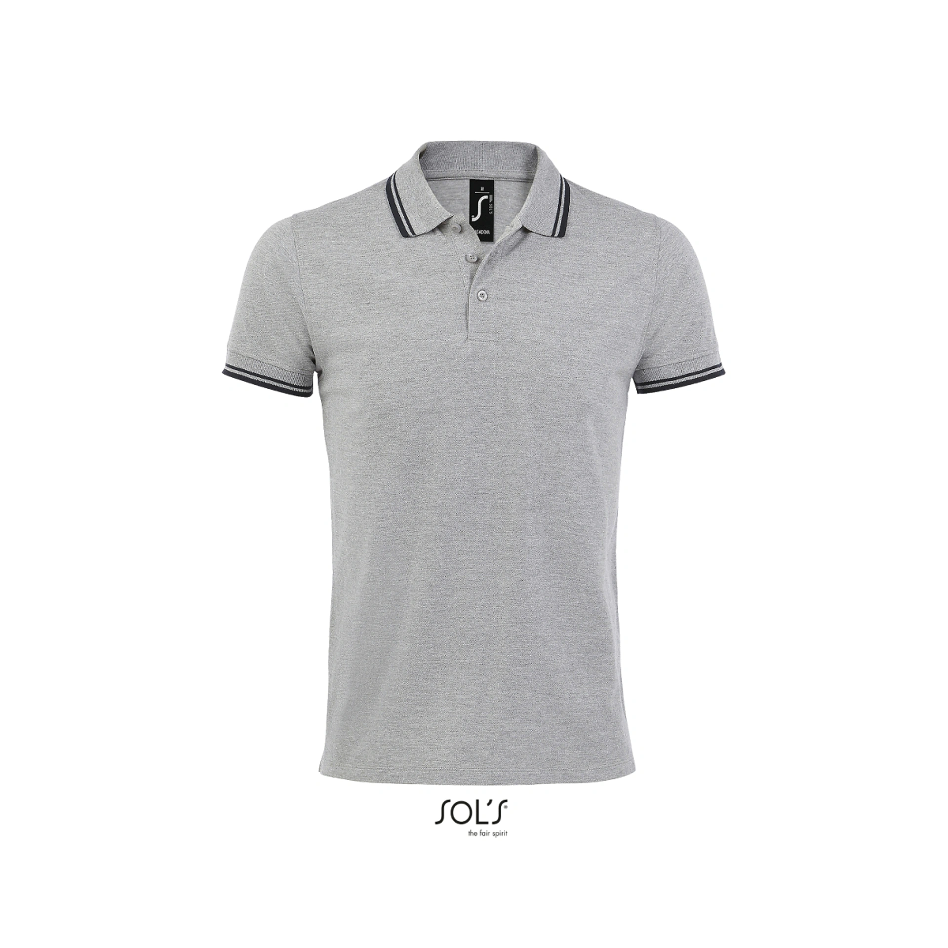 Футболка поло чоловіча SOL'S Pasadena - Сірий меланж / кобальт / 3XL