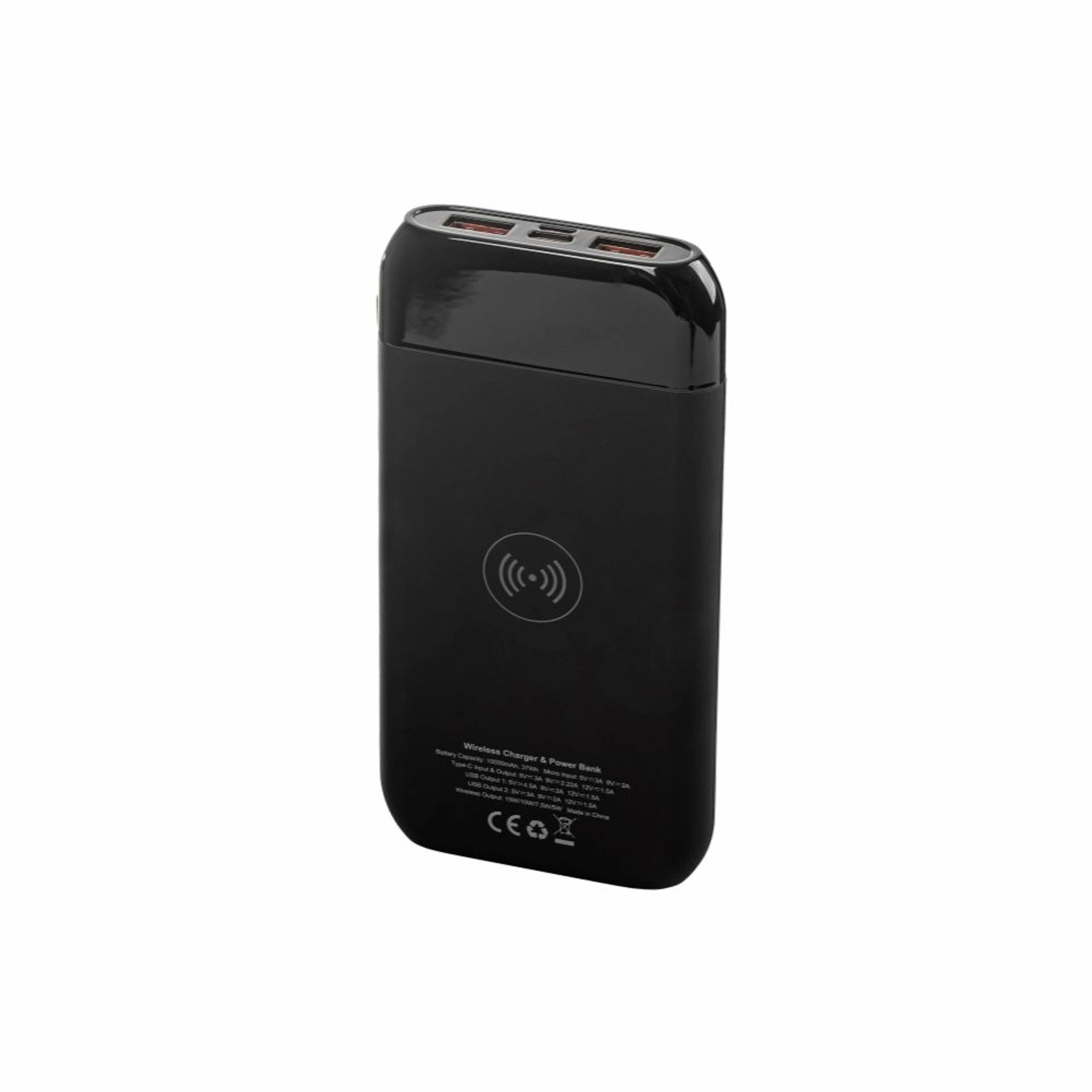 Повербанк 10000 mAh TheGeneral ChargeVault, бездротова зарядка 15W, цифровий індикатор - Чорний