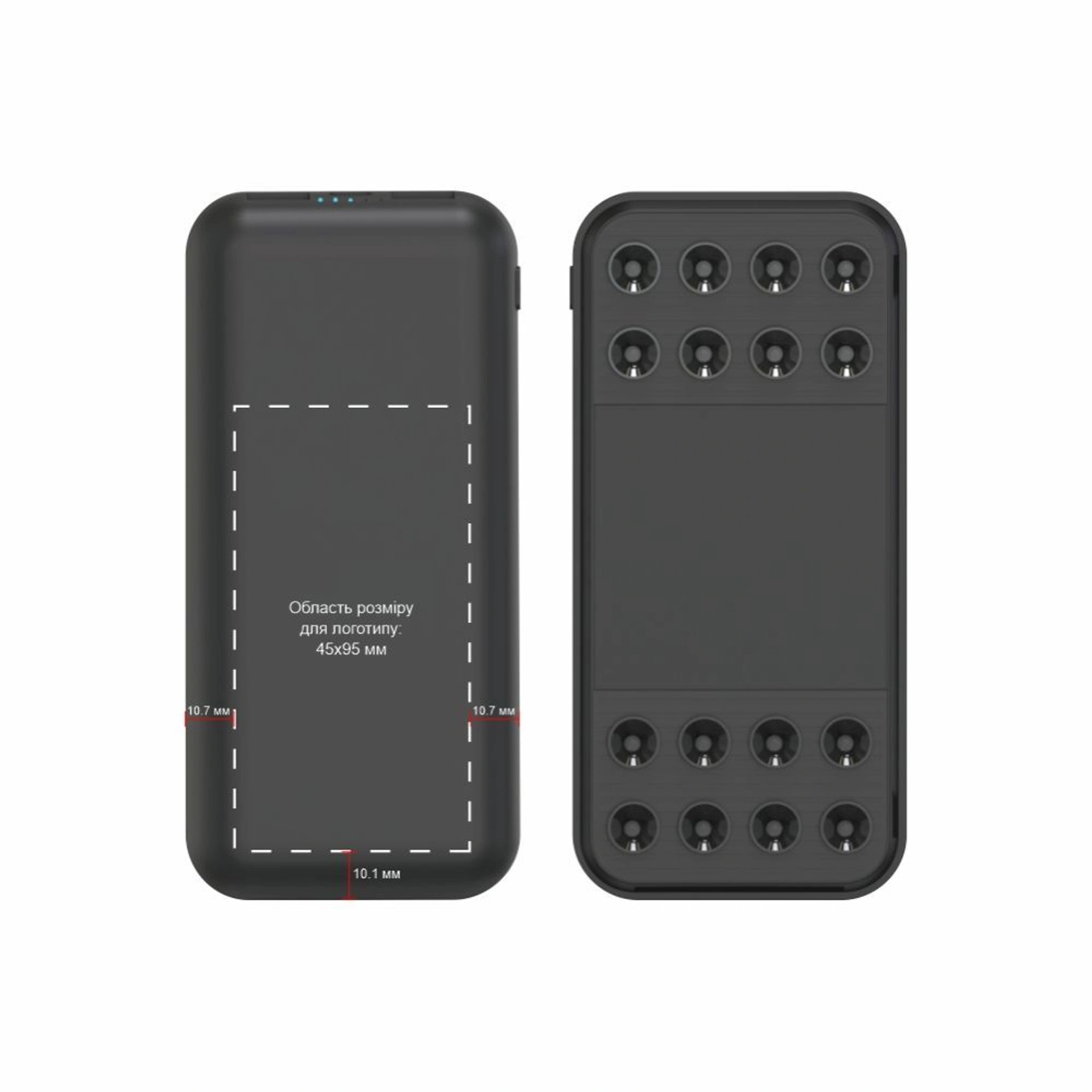 Повербанк 10000 mAh TheGeneral ChargeMate, бездротова зарядка 15W, світлодіодний індикатор - Чорний
