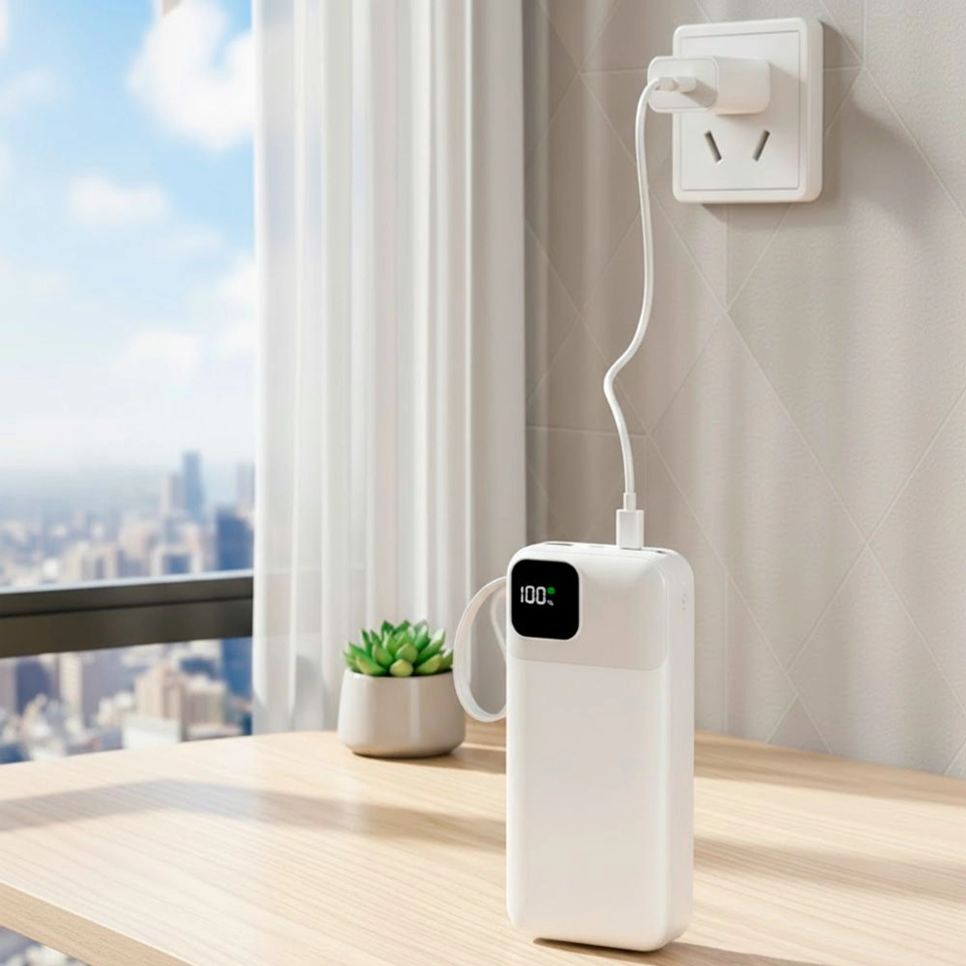 Повербанк 20000 mAh TheGeneral Voltix, цифровий індикатор - Білий