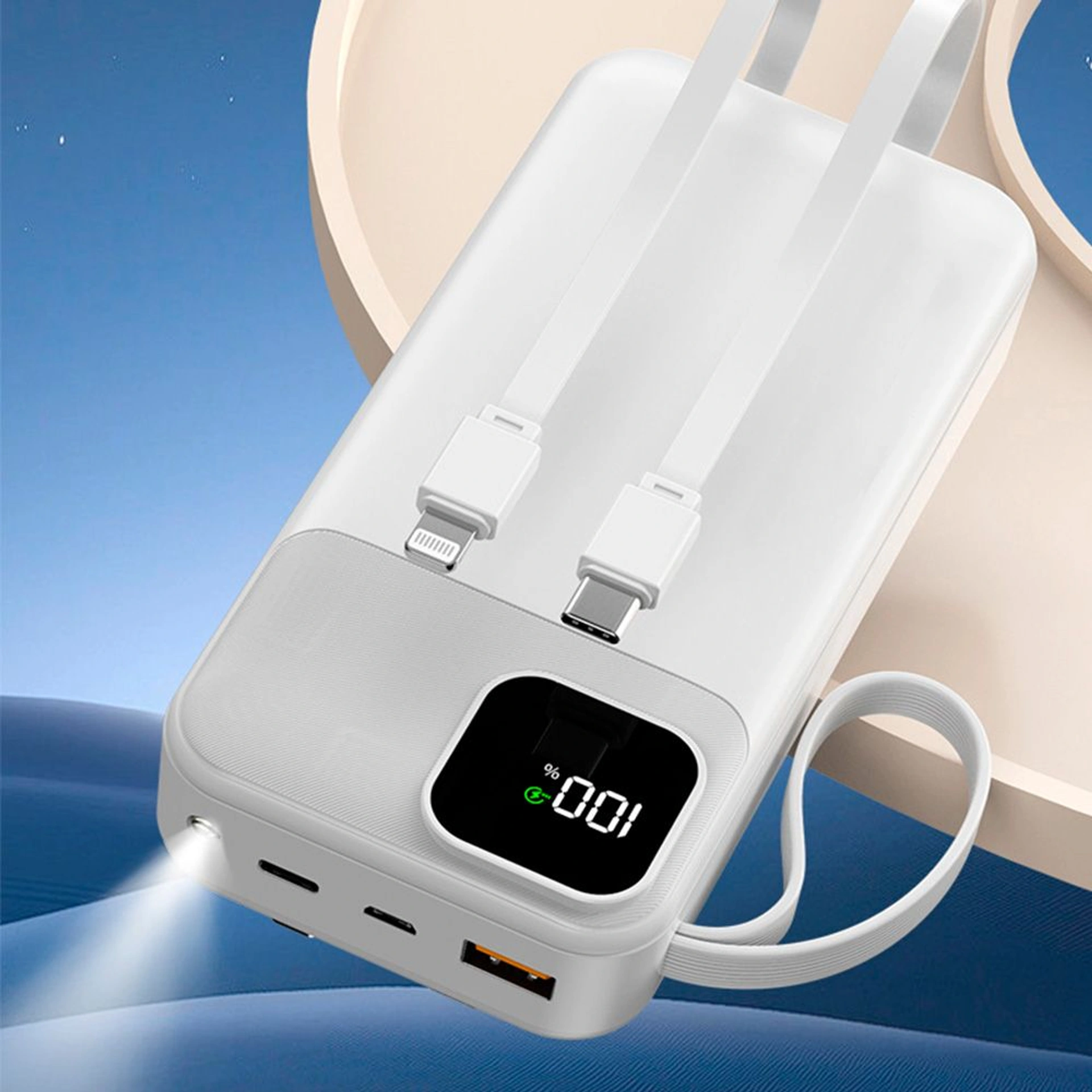 Повербанк 20000 mAh TheGeneral Voltix, цифровий індикатор - Білий