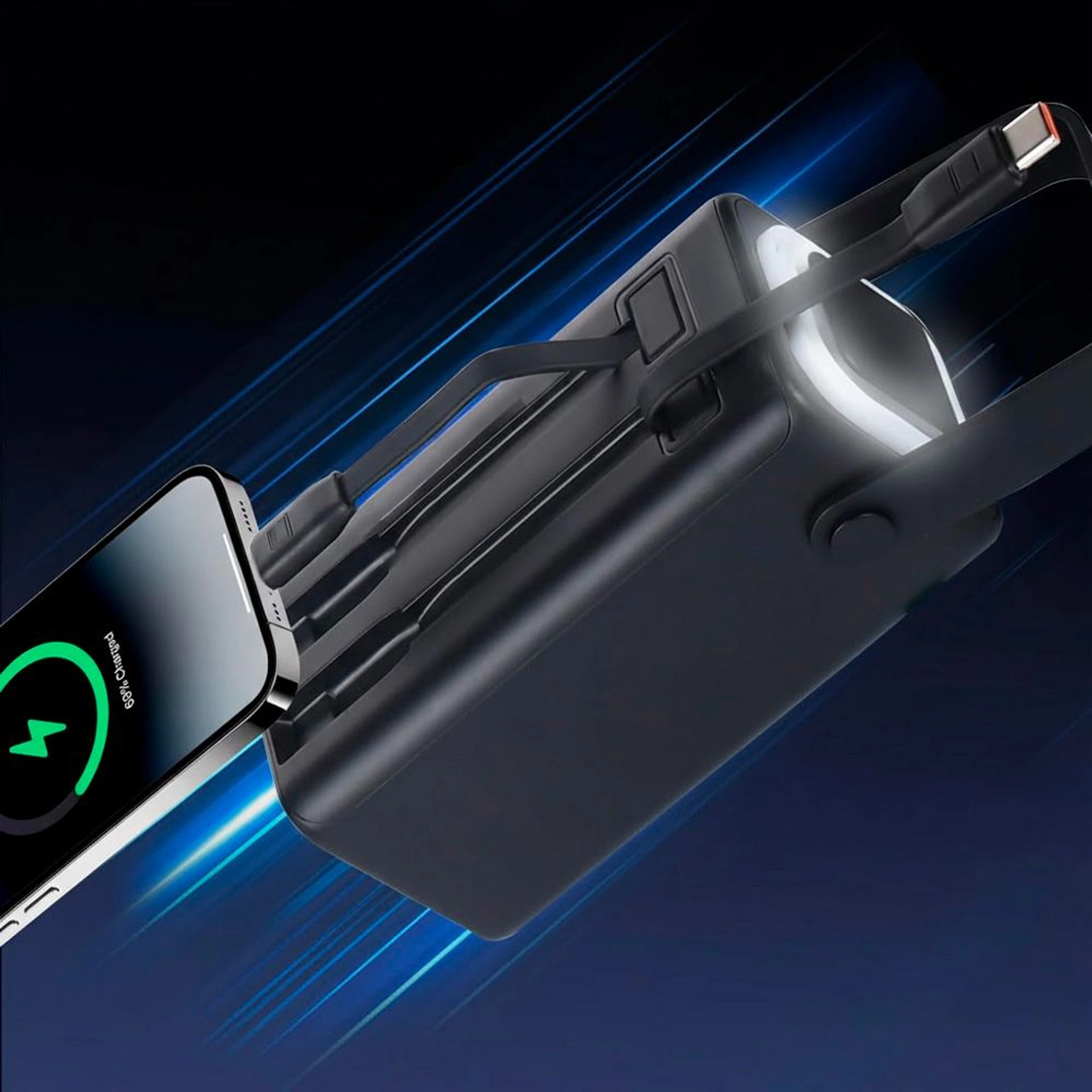 Повербанк 20000 mAh TheGeneral Glim, цифровий індикатор - Чорний