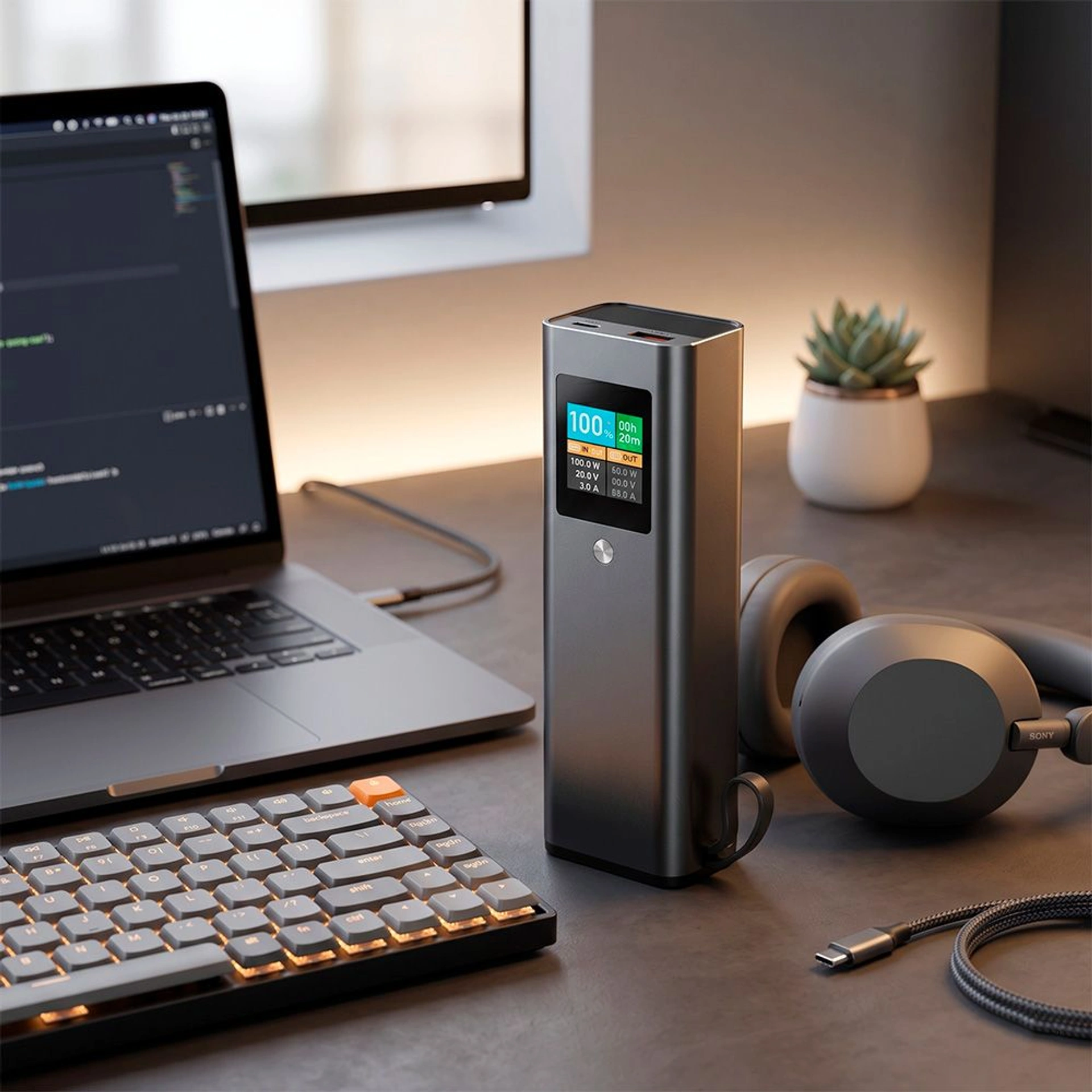 Повербанк 20000 mAh TheGeneral Amp, цифровий індикатор - Графітовий