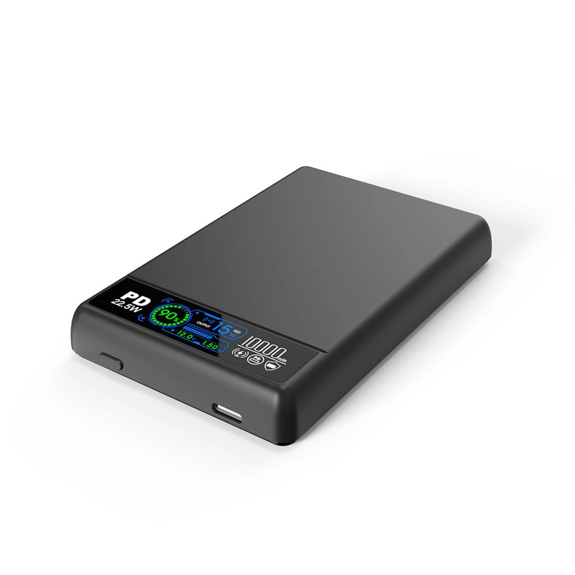 Повербанк 10000 mAh TheGeneral Viro, бездротова зарядка 15W, цифровий індикатор - Чорний