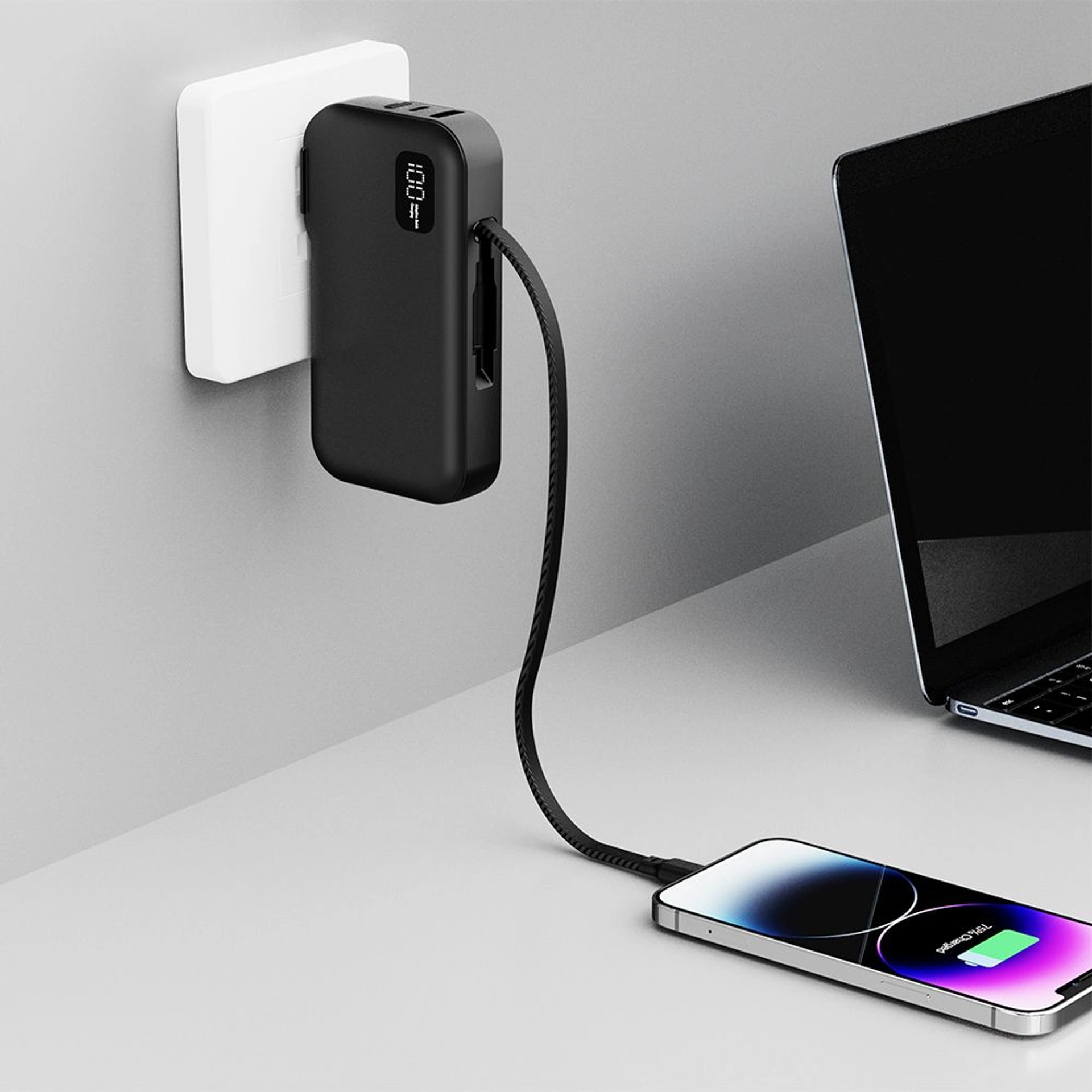 Повербанк 10000 mAh TheGeneral Zeno, цифровий індикатор - Чорний