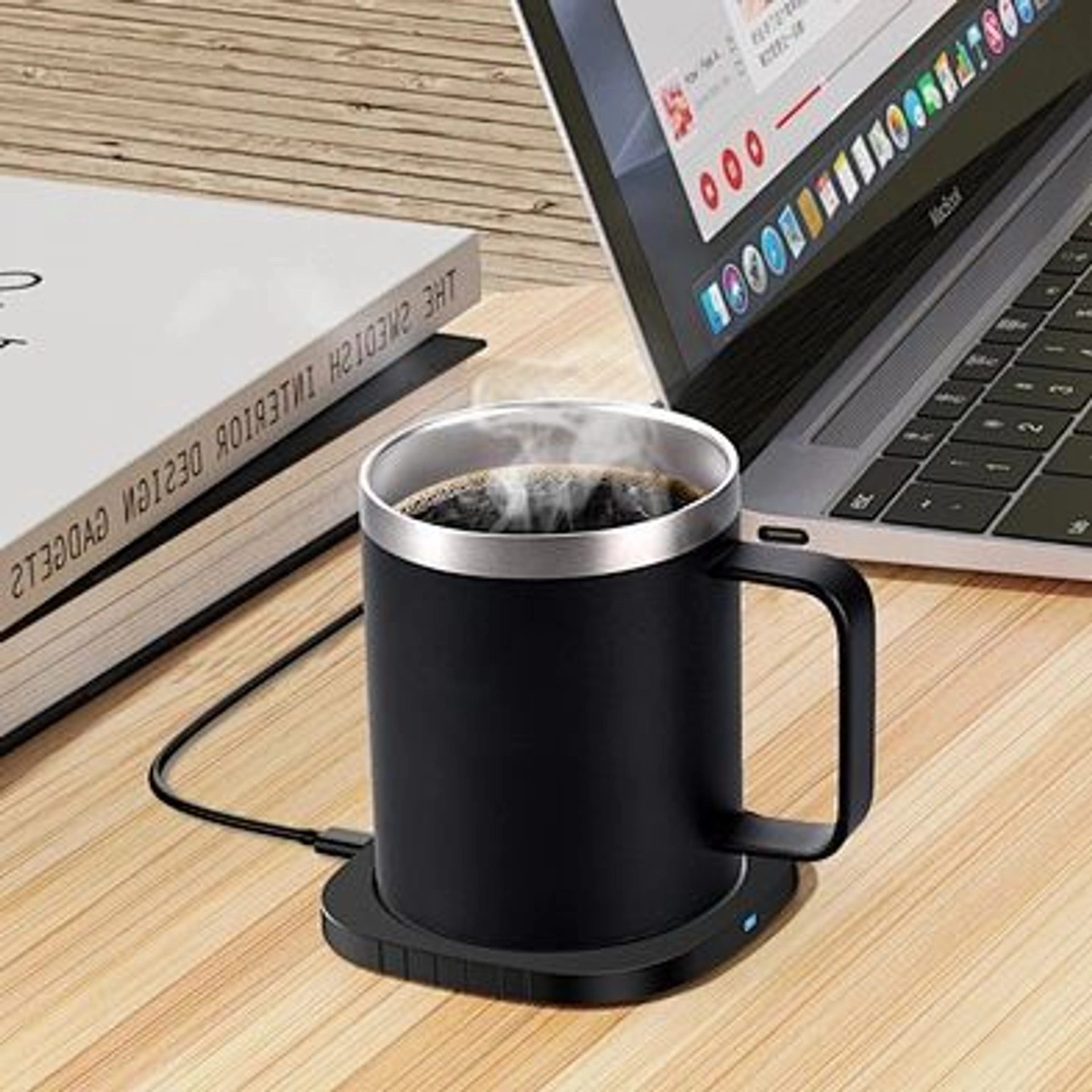 Чашка з підігрівом 350 мл TheGeneral ThermoHub 15W, LED індикатор - Чорний