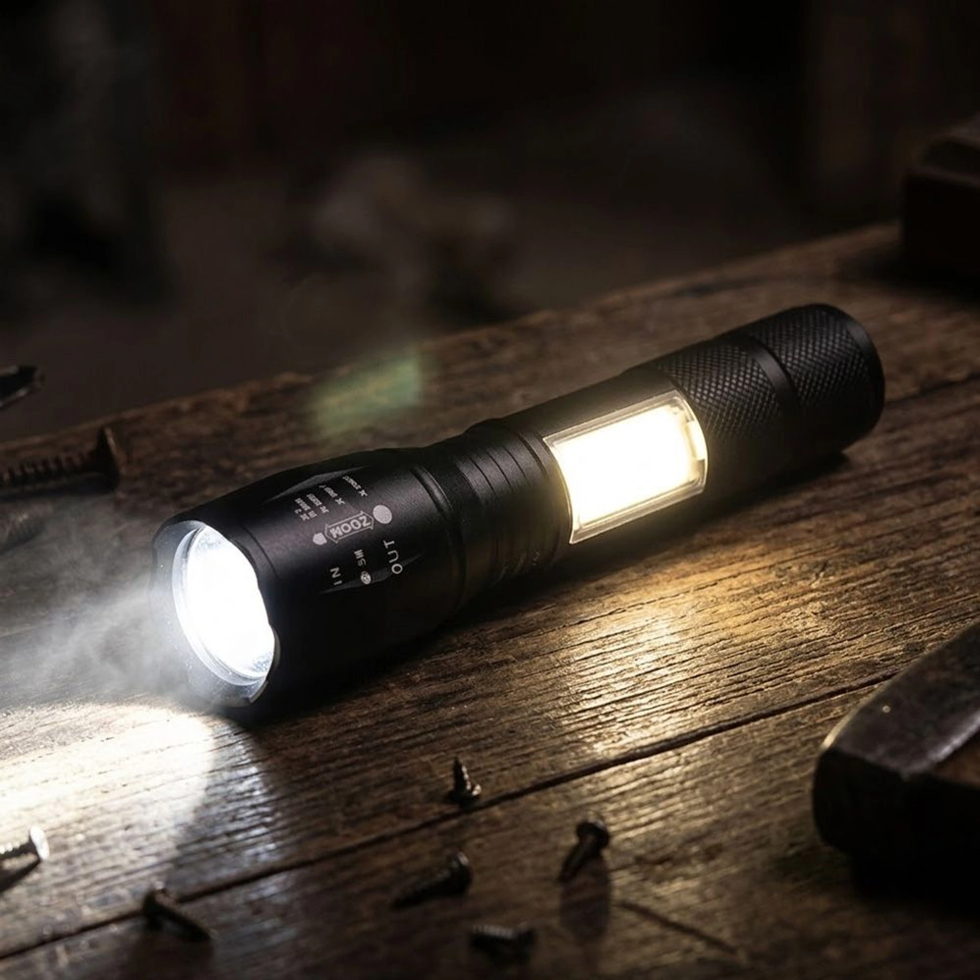 Ліхтарик акумуляторний TheGeneral Velox з боковим COB light - Чорний