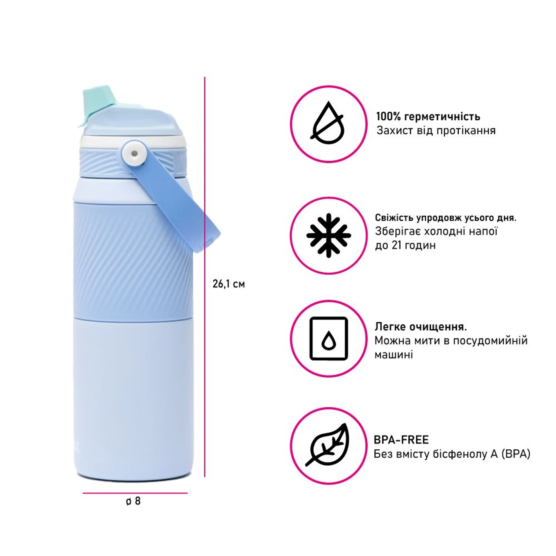 Термопляшка 750 мл сталева 2в1 Kambukka Dupla Insulated - Блакитний
