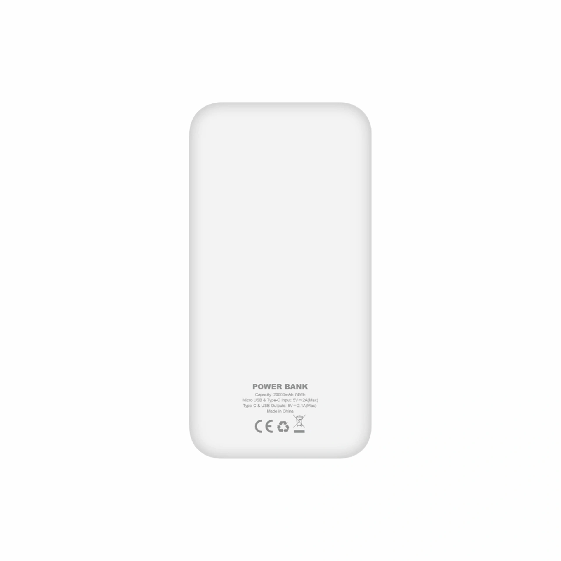 Повербанк 20000 mAh TheGeneral VIM, світлодіодний індикатор - Білий