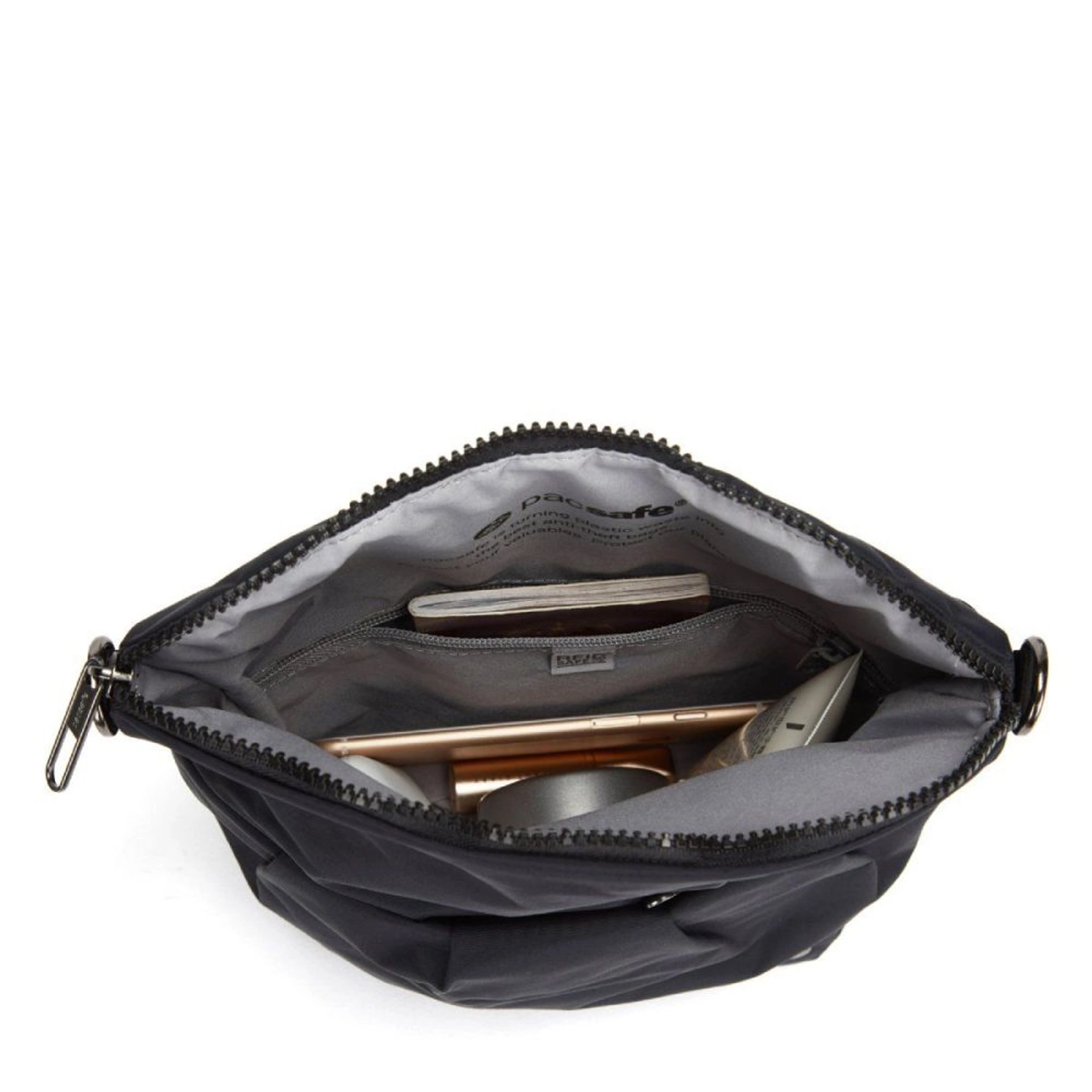 Сумка через плече жіноча антизлодій Pacsafe Citysafe CX Convertible Crossbody - Чорний еконіл