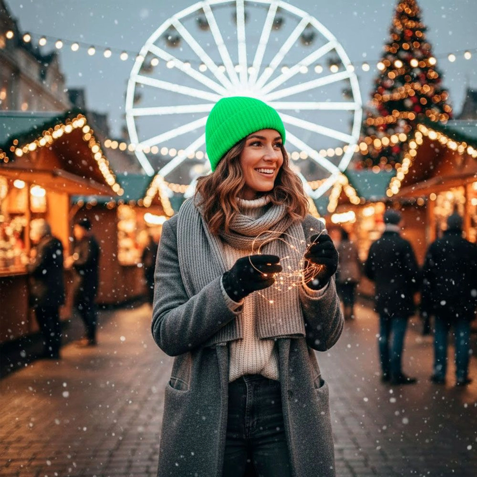 Шапка coFEE Wrap beanie - Неоново-зелений
