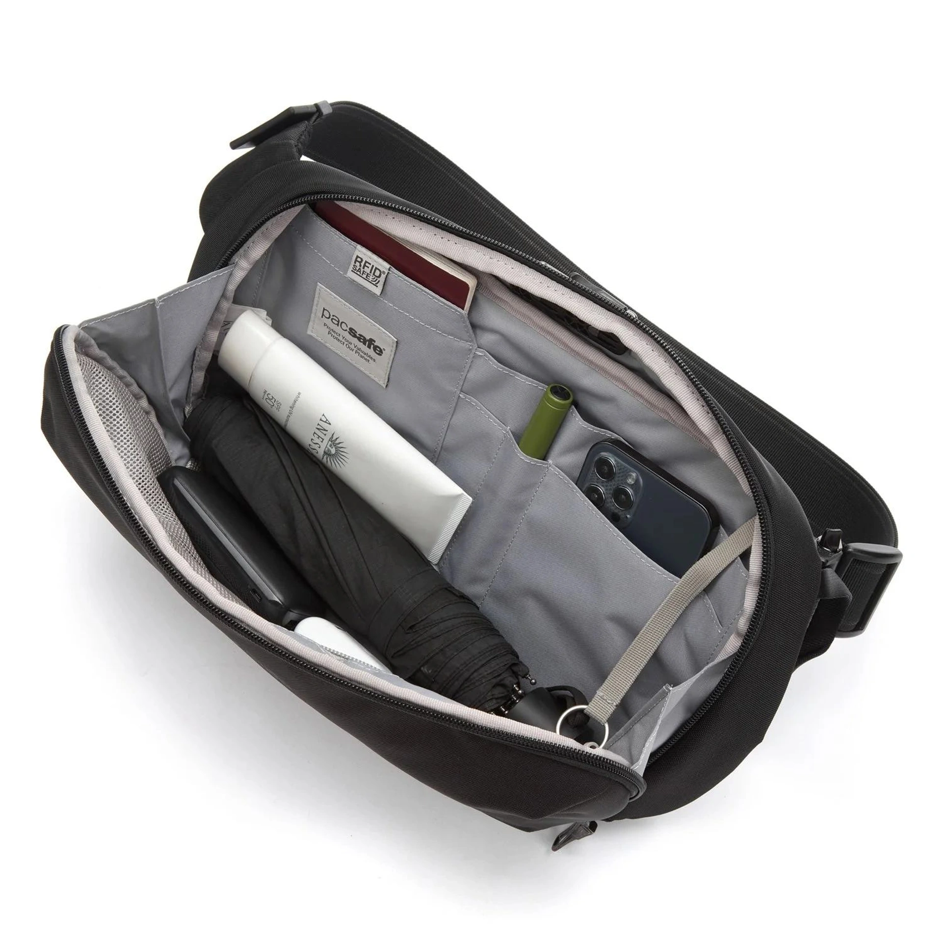 Сумка через плече антизлодій Pacsafe V Urban Sling - Чорний