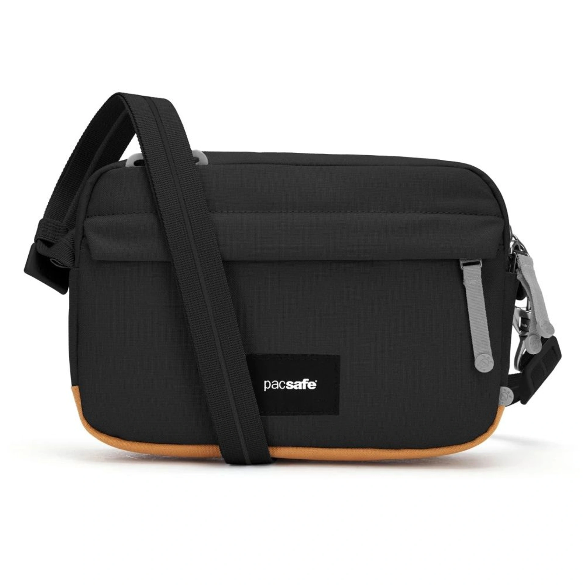 Сумка через плече антизлодій Pacsafe GO Crossbody - Чорний / помаранчевий