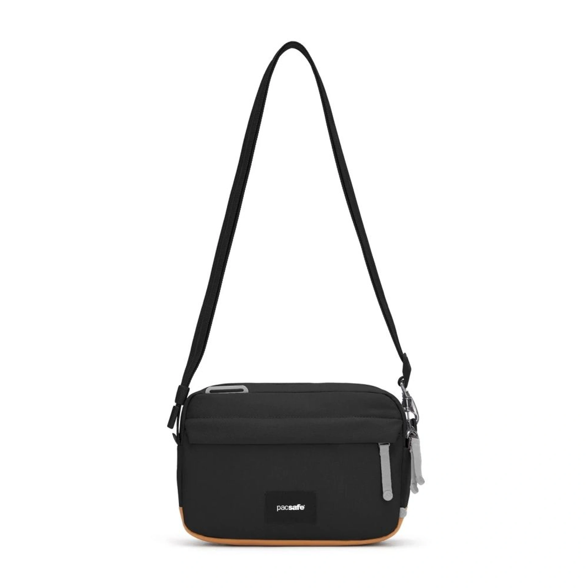 Сумка через плече антизлодій Pacsafe GO Crossbody - Чорний / помаранчевий