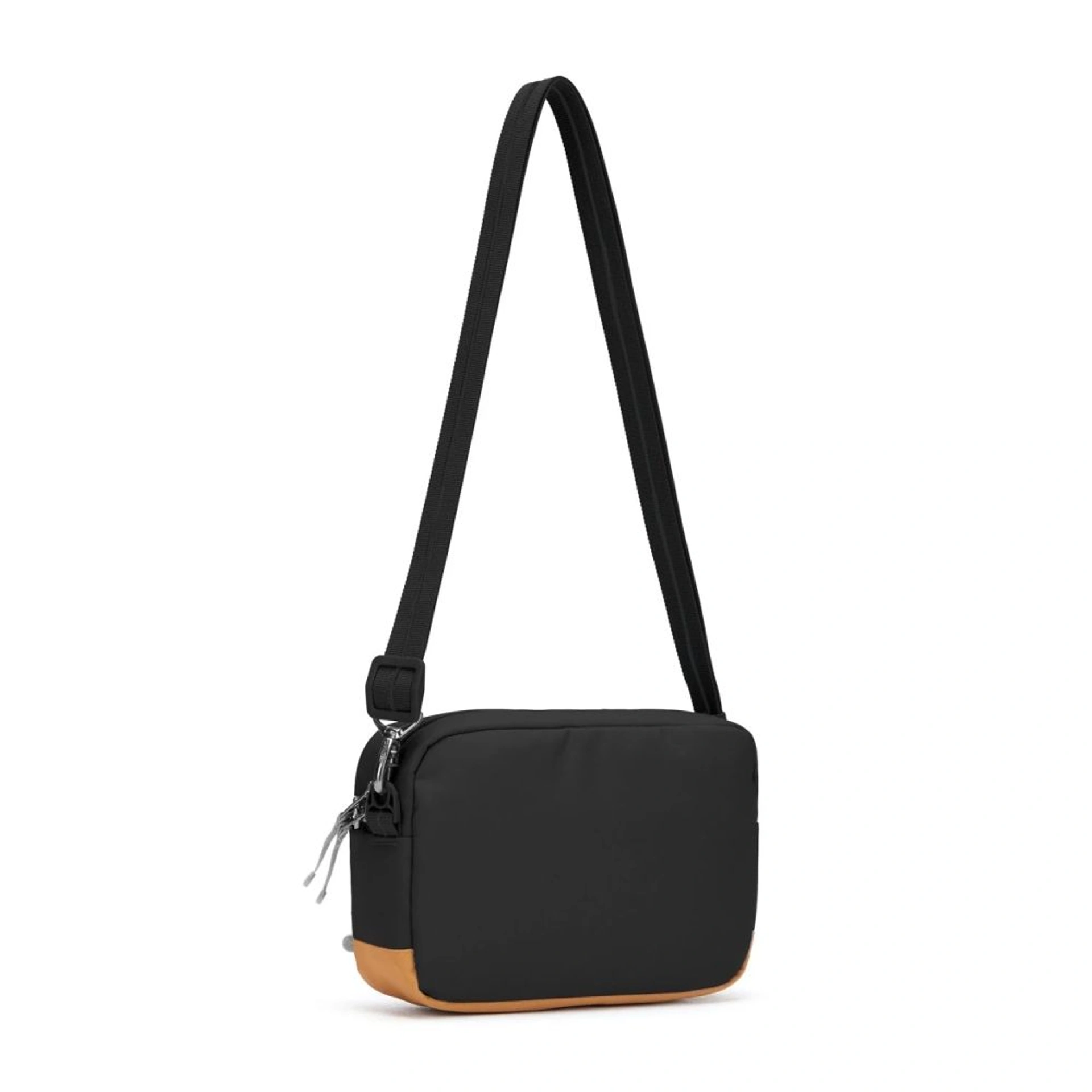 Сумка через плече антизлодій Pacsafe GO Crossbody - Чорний / помаранчевий