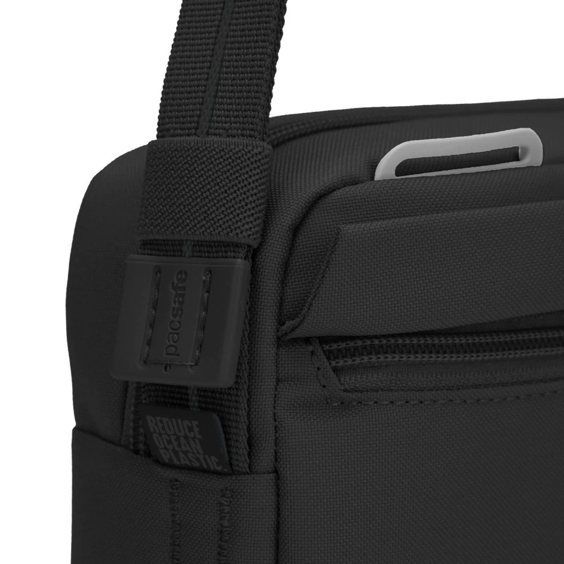 Сумка через плече антизлодій Pacsafe GO Crossbody - Чорний / помаранчевий
