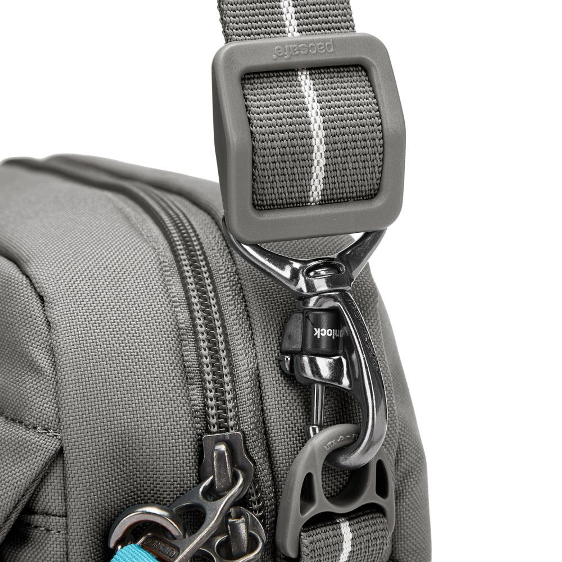 Сумка через плече антизлодій Pacsafe GO Crossbody - Сірий / помаранчевий