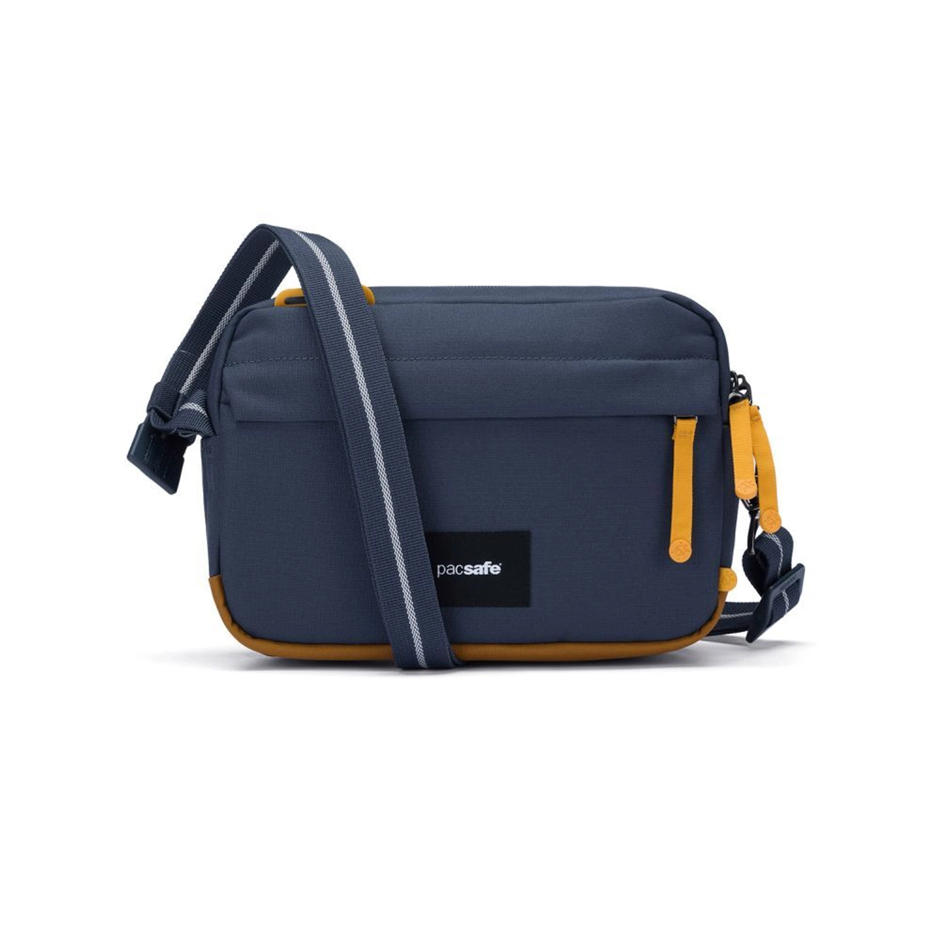 Сумка через плече антизлодій Pacsafe GO Crossbody - Темно-синій / помаранчевий