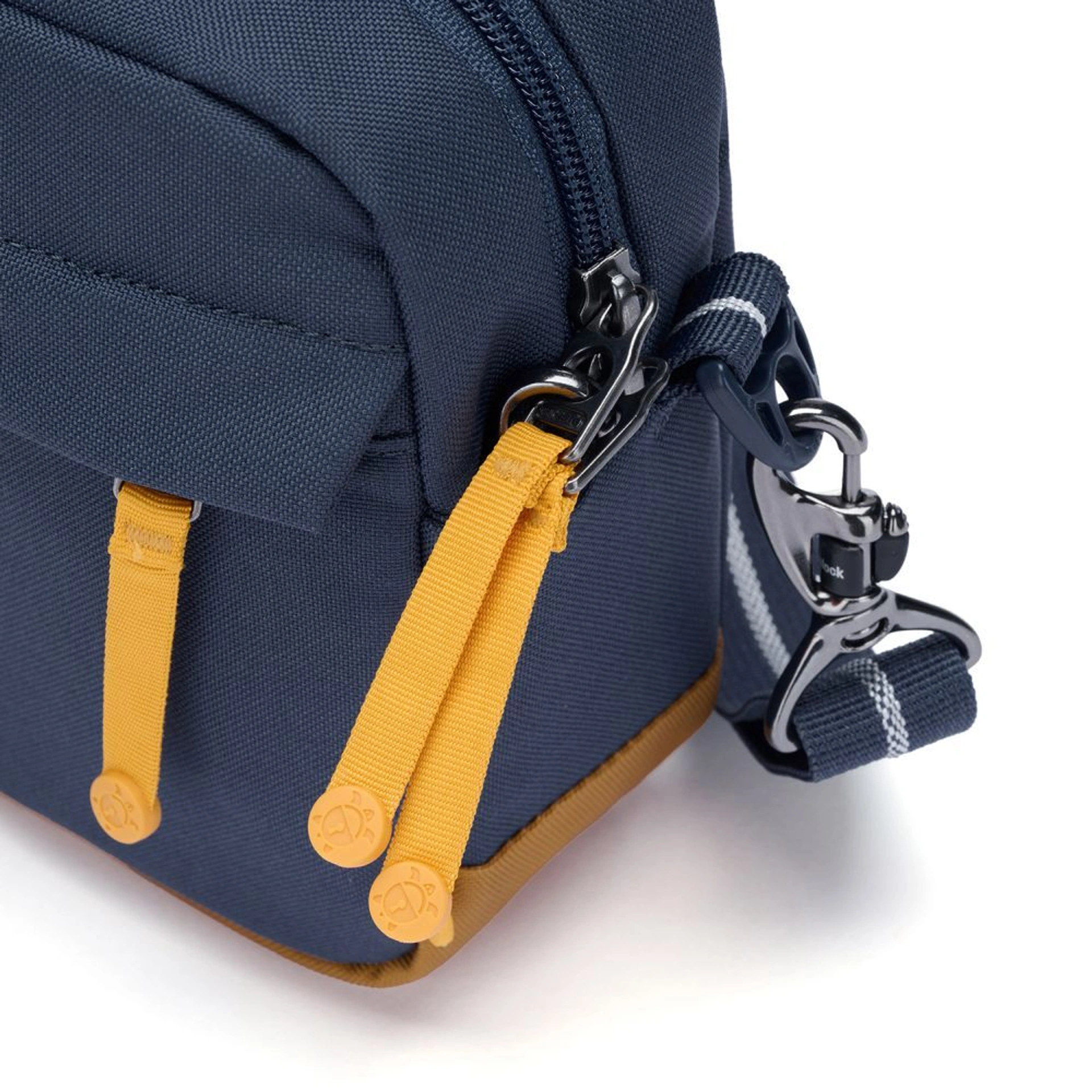 Сумка через плече антизлодій Pacsafe GO Crossbody - Темно-синій / помаранчевий