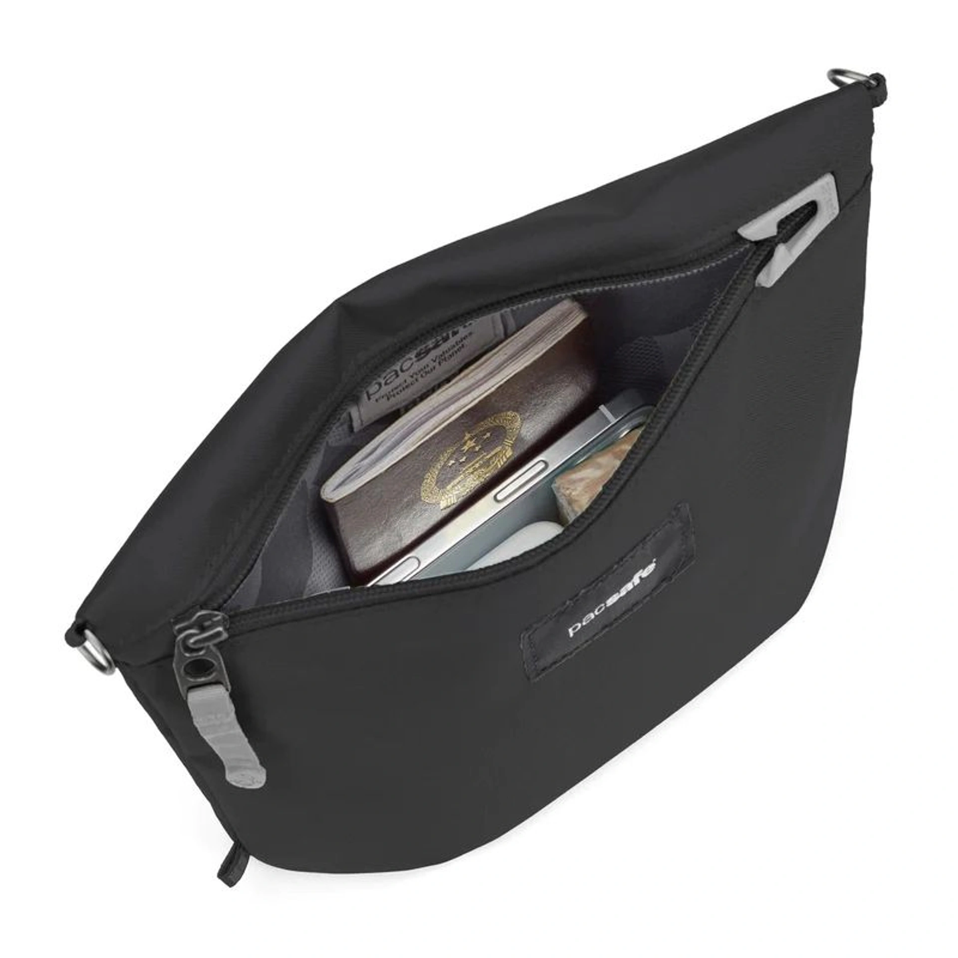 Сумка через плече антизлодій Pacsafe GO Crossbody - Насичений чорний